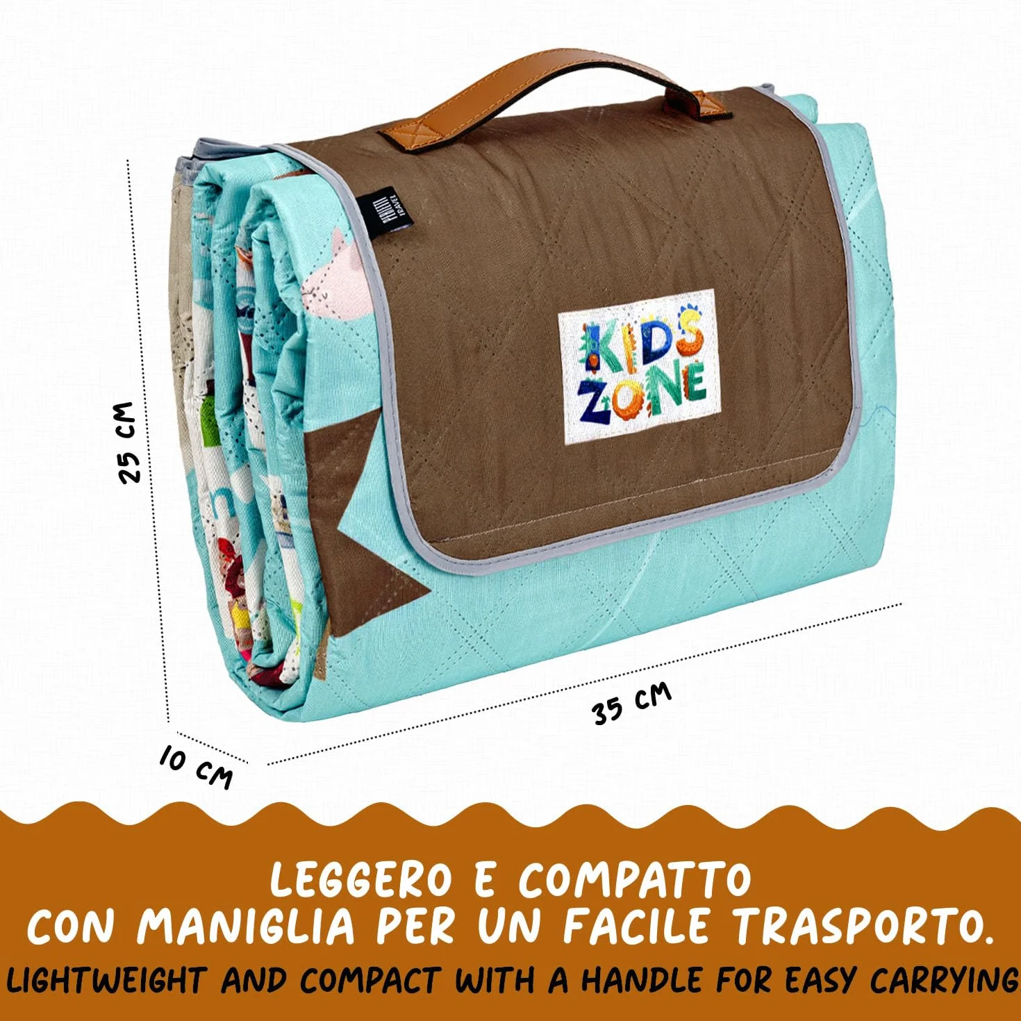 PERLETTI Coperta Pic Nic Impermeabile Bambini 200x200 cm Telo Picnic Grande da Campeggio Spiaggia Pieghevole
