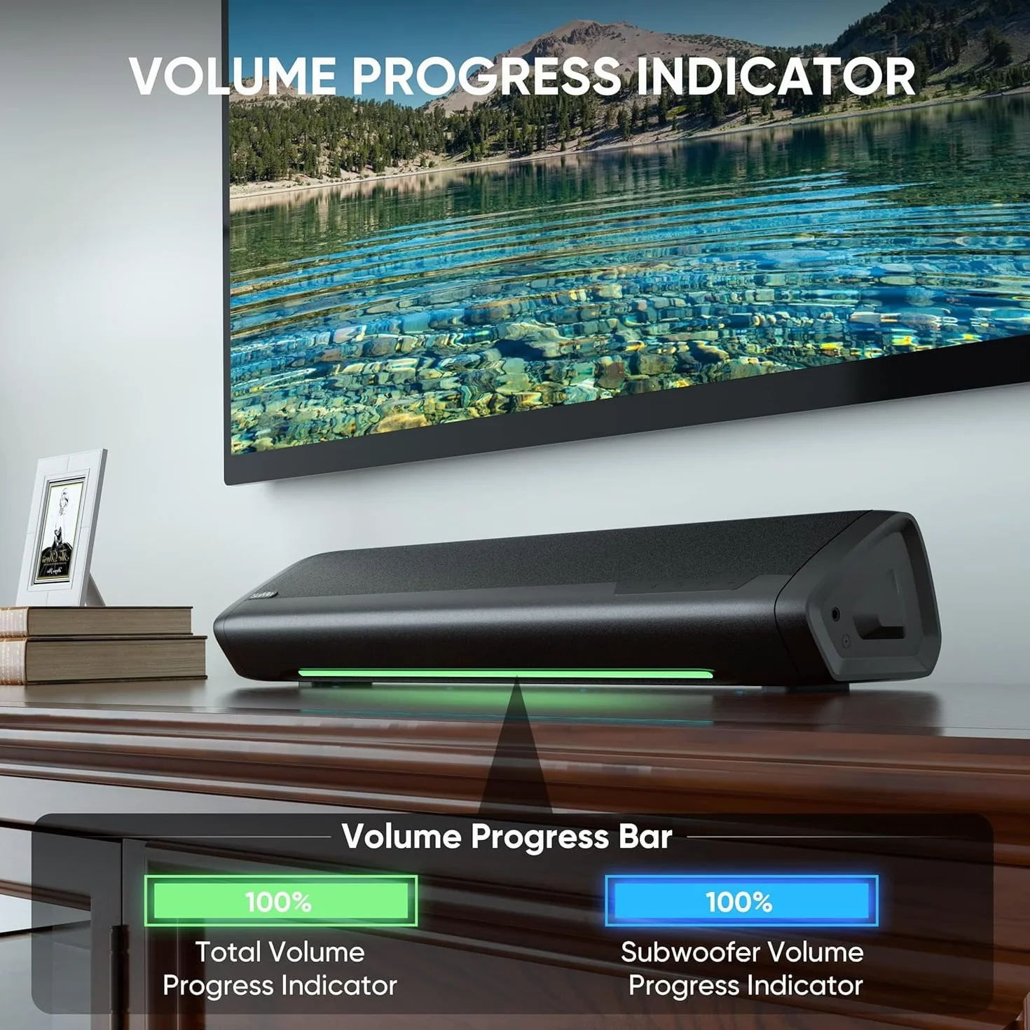Saiyin Soundbar con Subwoofer per TV 17 Pollici 2.1 Canali Bluetooth Ottico AUX