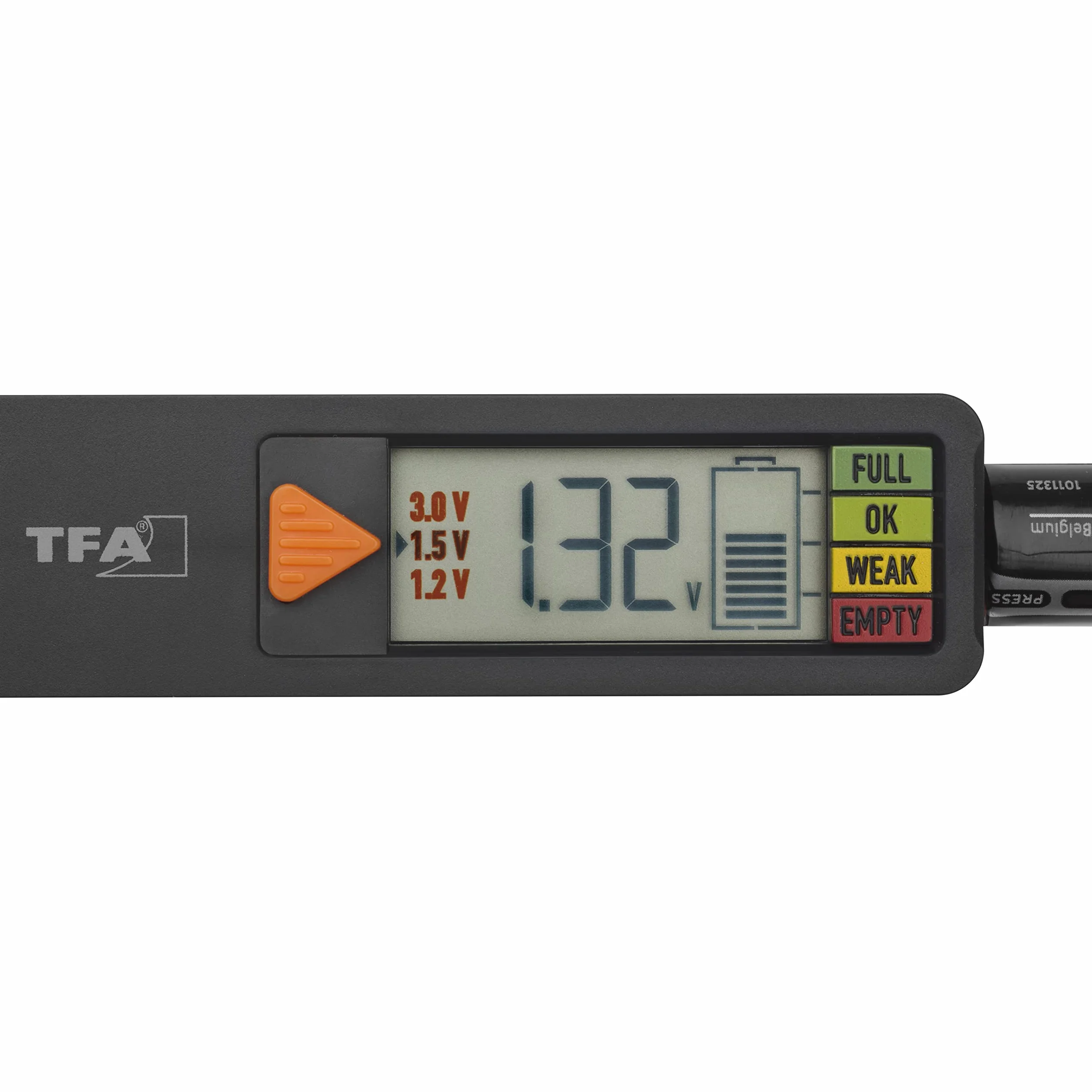TFA Dostmann BatteryCheck Tester per batterie AAA AA C D pila a bottone indicatore carica voltaggio nero