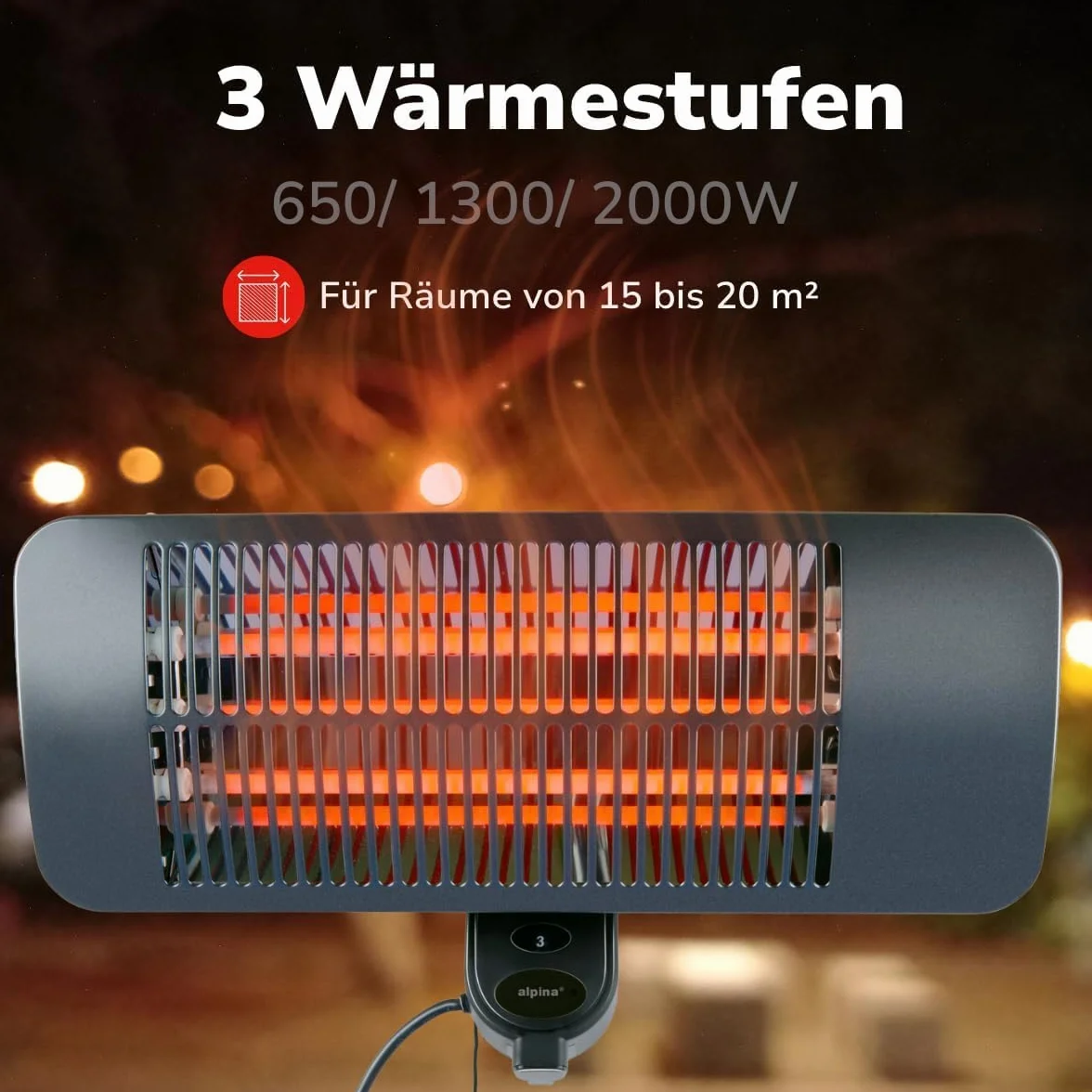 Alpina Riscaldamento a infrarossi da parete 2000 W IP34