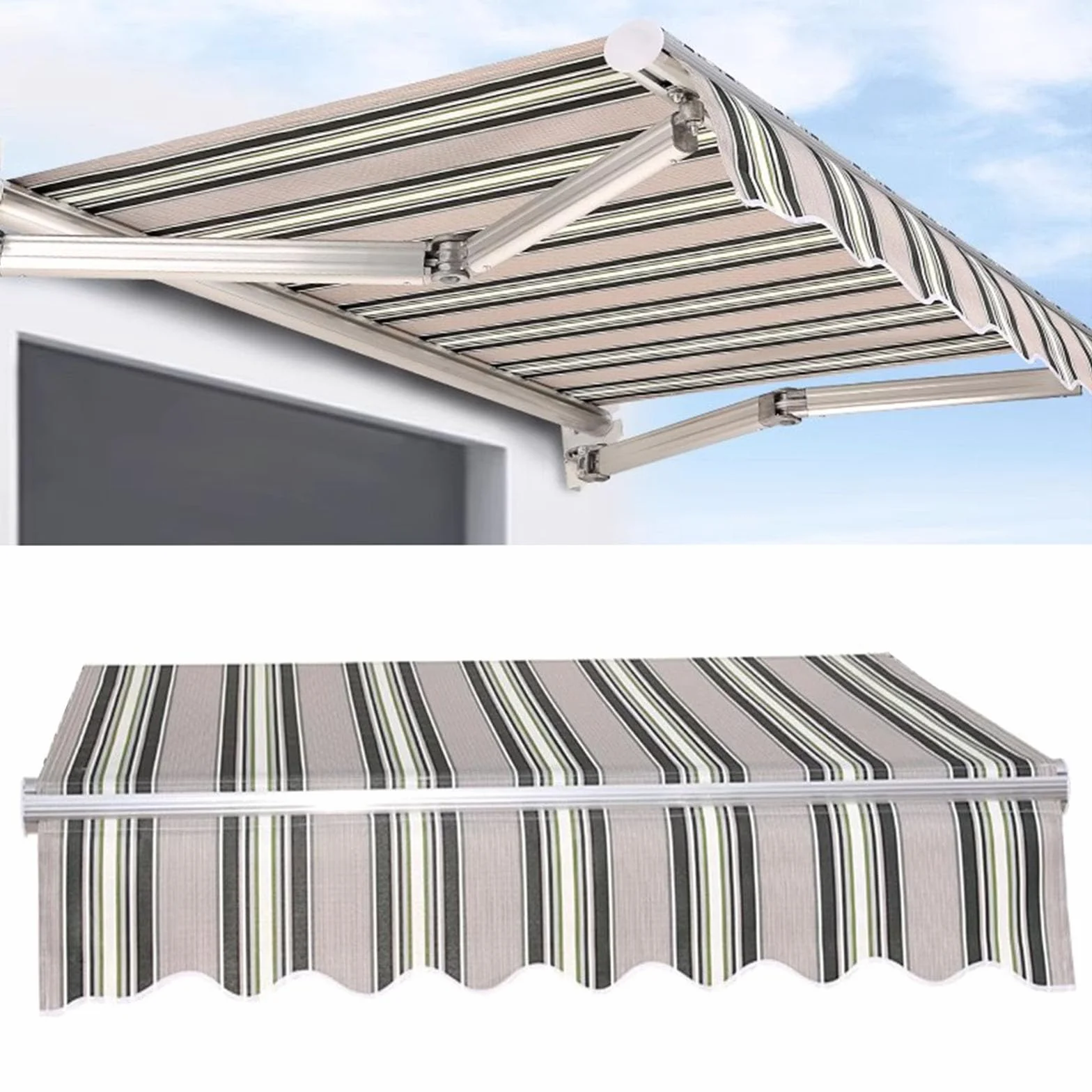 Tenda da Sole Retrattile Impermeabile in Tessuto Poliestere 280 g/m² 2x1