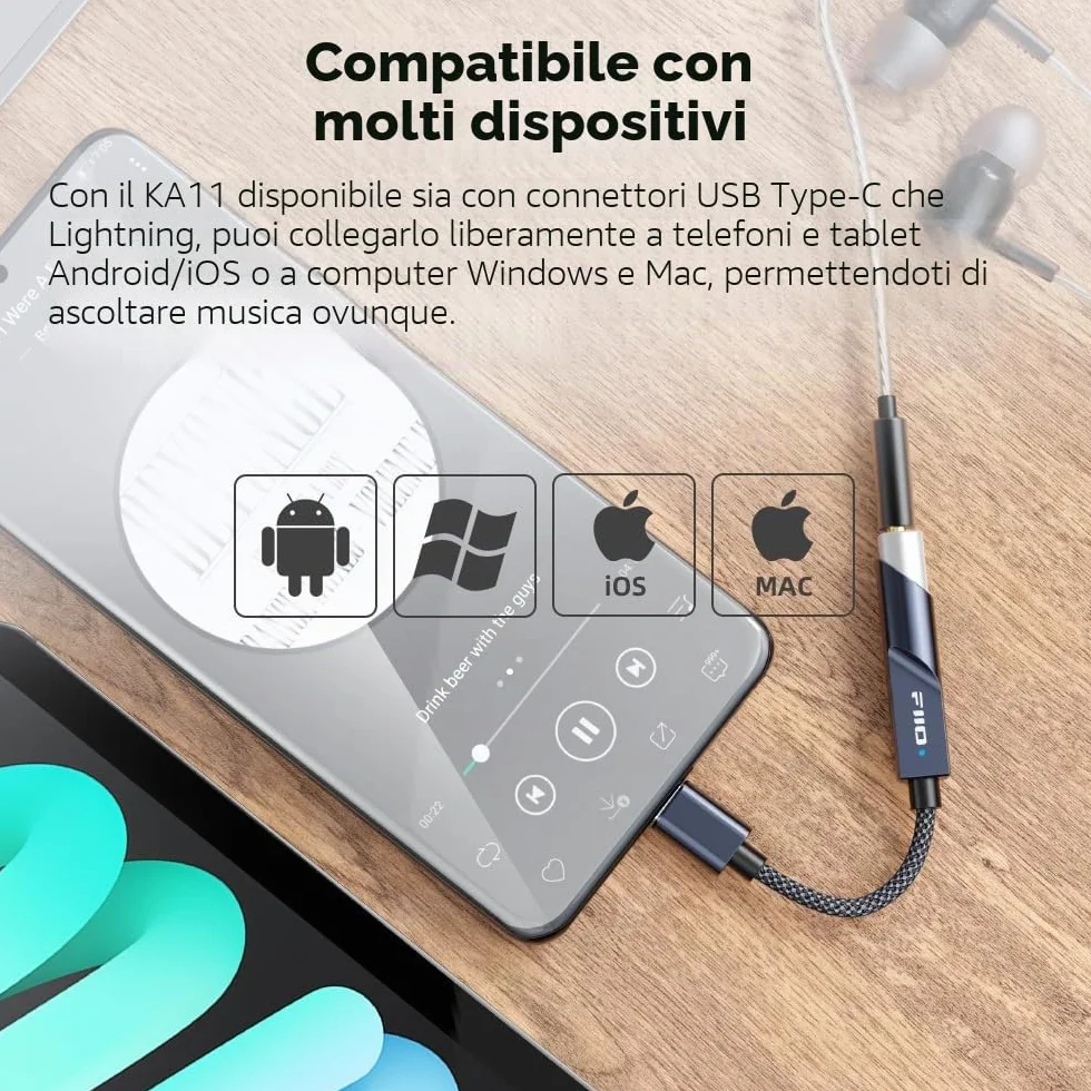 FiiO KA11 USB-C DAC e Amp Dongle Nero