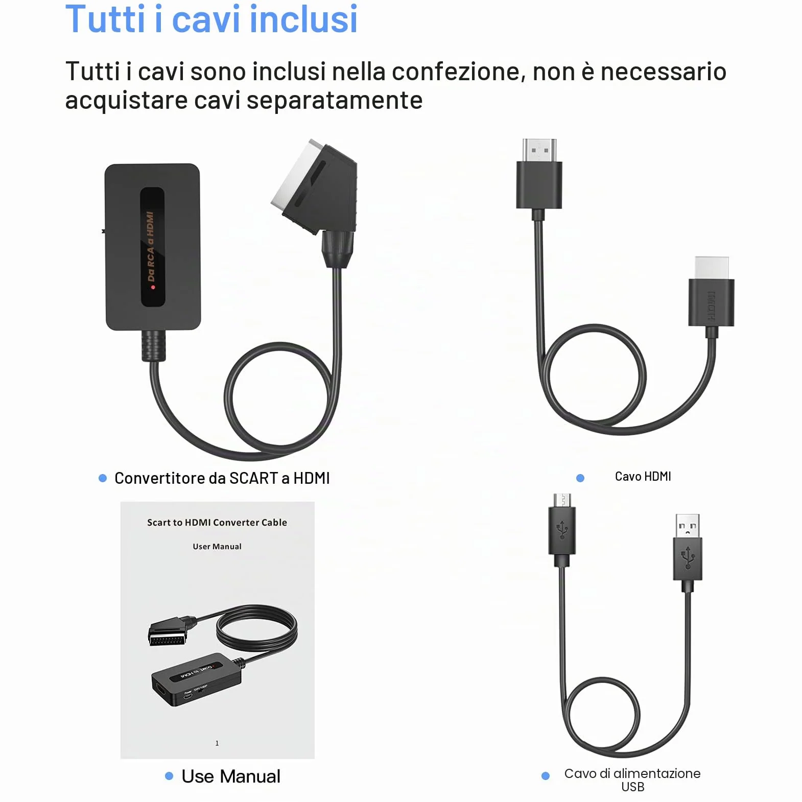 Convertitore Scart a HDMI Maschio per Sky DVD STB HDTV