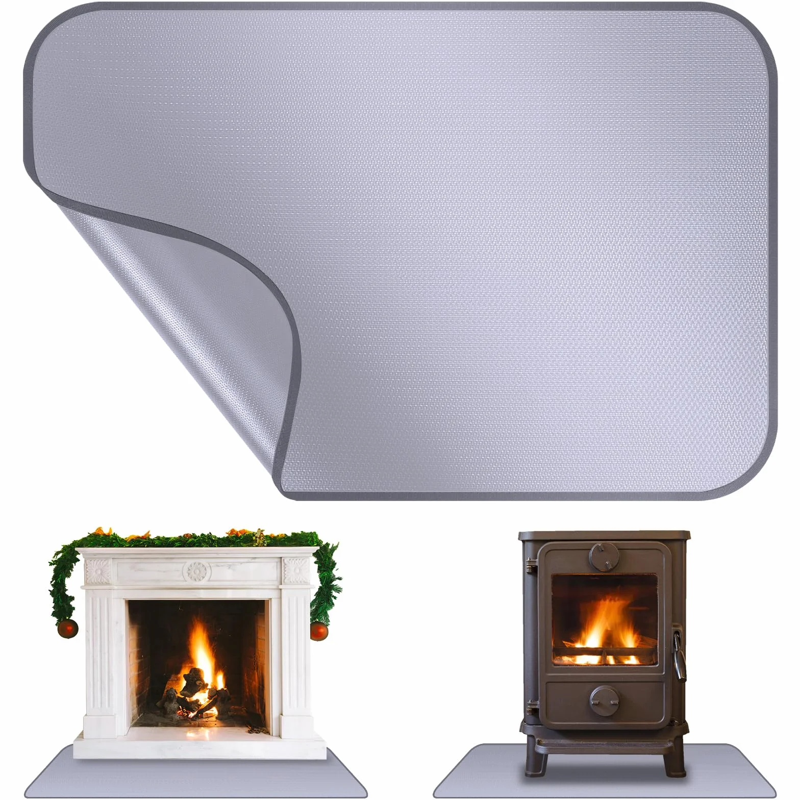 Tappetino ignifugo, 50 x 70 cm, protezione dal calore in fibra di silicone, resistente al fuoco, protezione dalle scintille, protegge i pavimenti dalle scintille per caminetti, focolari