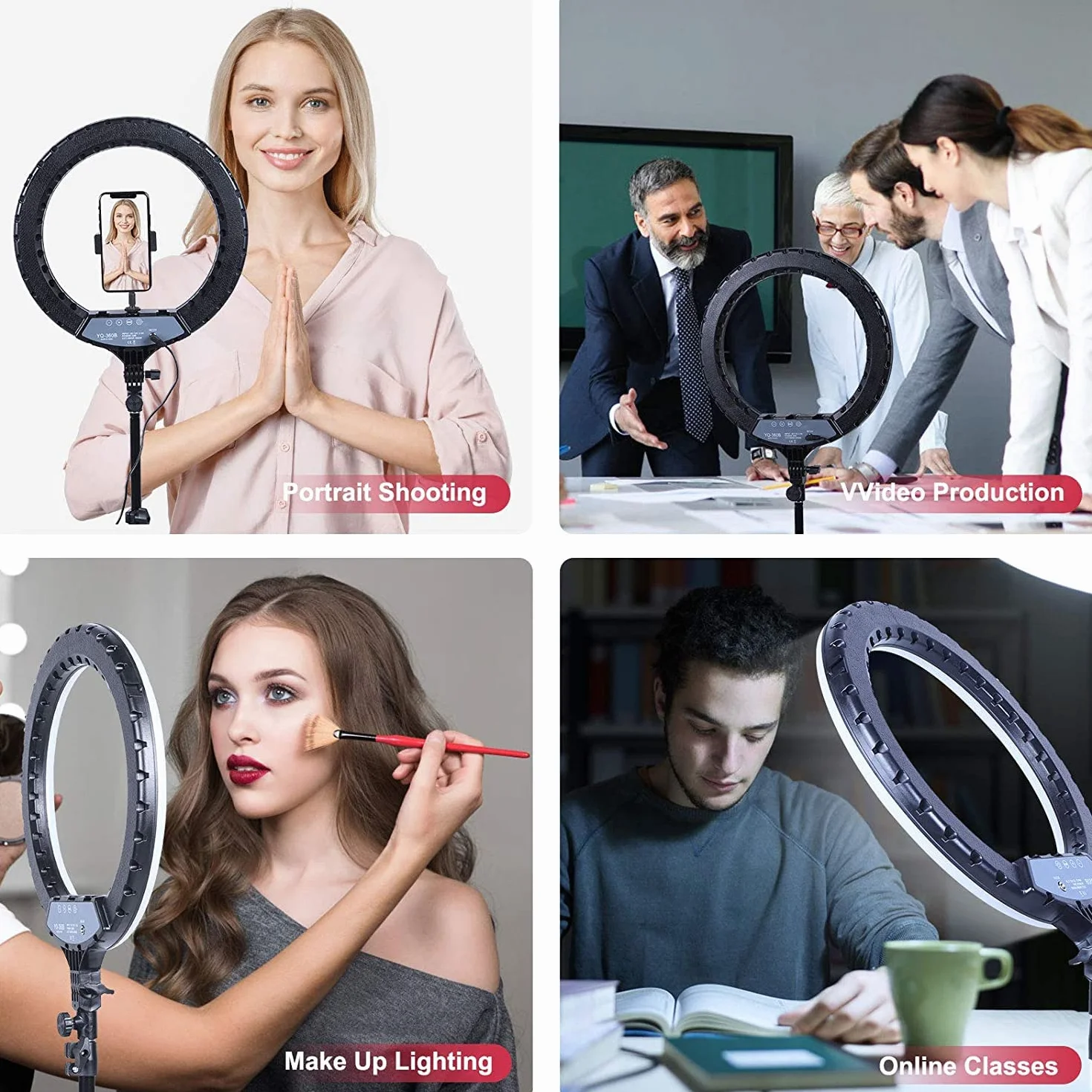 AGM 14" Ring Light Professionale con Stativo Treppiede, 3 Modalità, Colore e Luminosità Regolabili, Bluetooth Wireless, LED Luce ad Anello per YouTube, TikTok, Selfie, Video