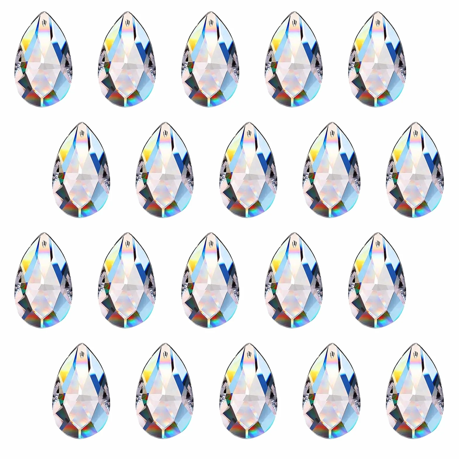 Set di 20 cristalli a forma di diamante da appendere - Acchiappasole in cristallo, prisma, acchiappasole e sfera come acchiappa-luce per finestre, lampadari e decorazione