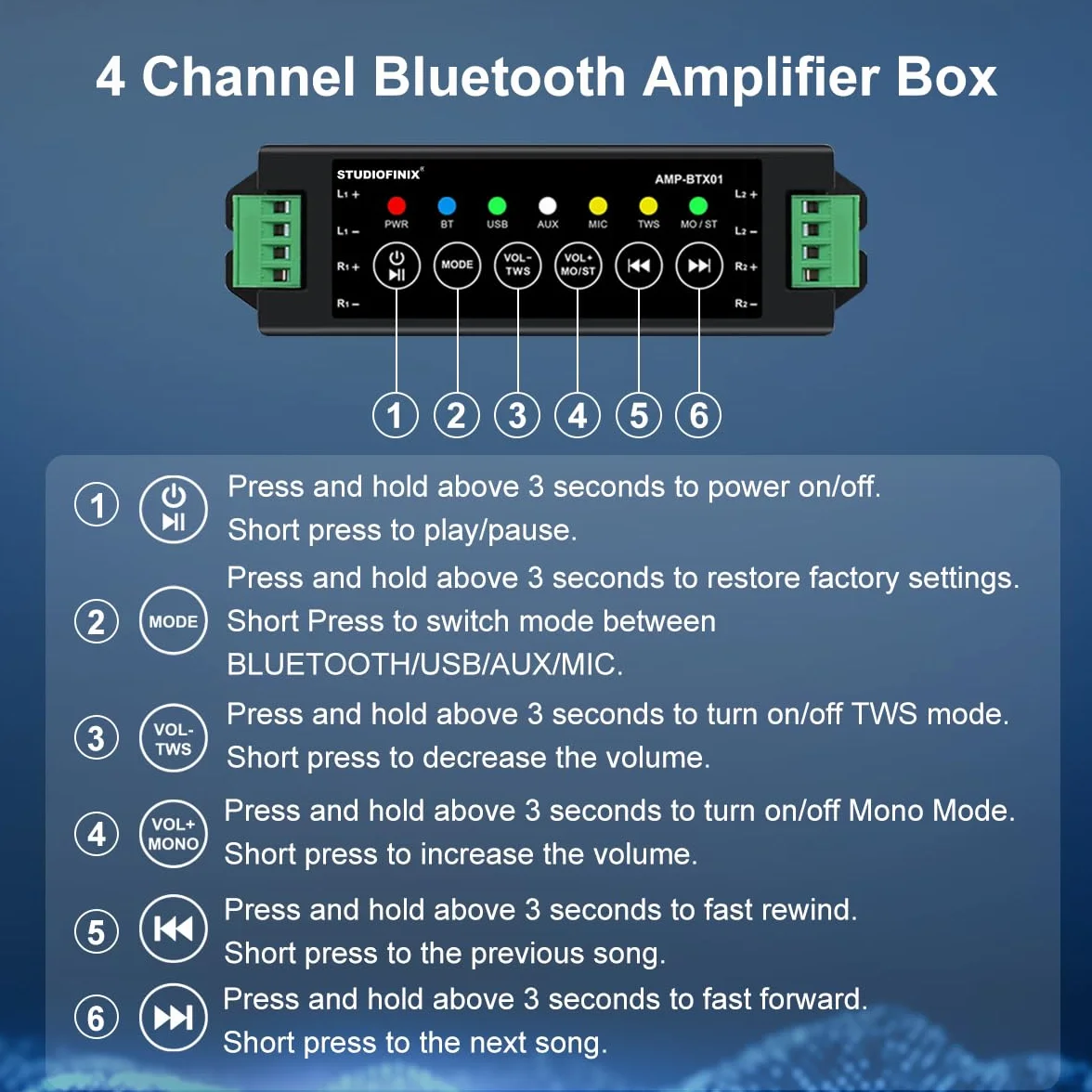 STUDIOFINIX 6,5-calowy głośnik sufitowy Bluetooth 600W - System nagłośnienia wewnętrznego do domu (4 szt.)