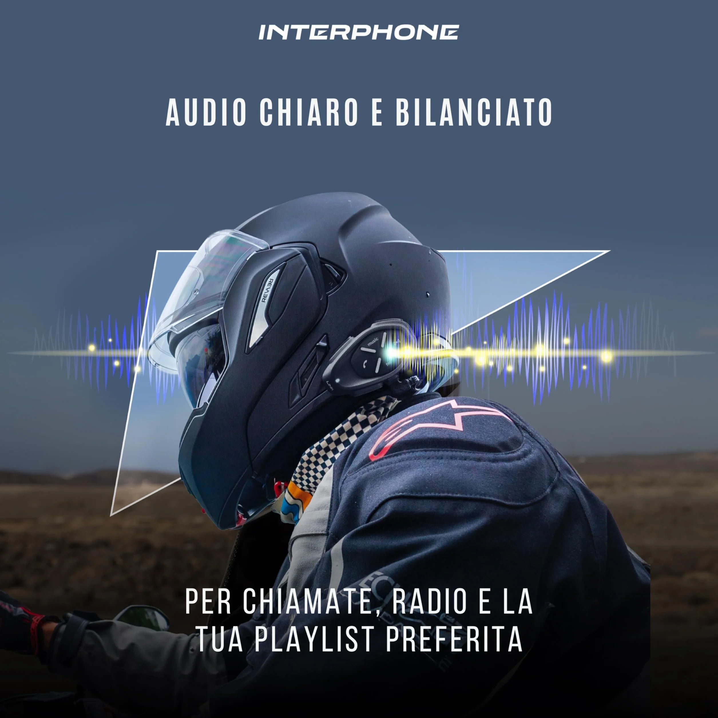 INTERPHONE LINK Doppio Interfono Bluetooth Casco Moto 300Mt 20 Ore GPS Impermeabile Universale
