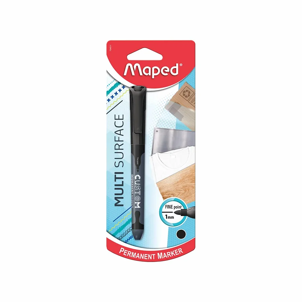 Maped Pennarello indelebile sottile punta fine 1 mm multisuperficie nero