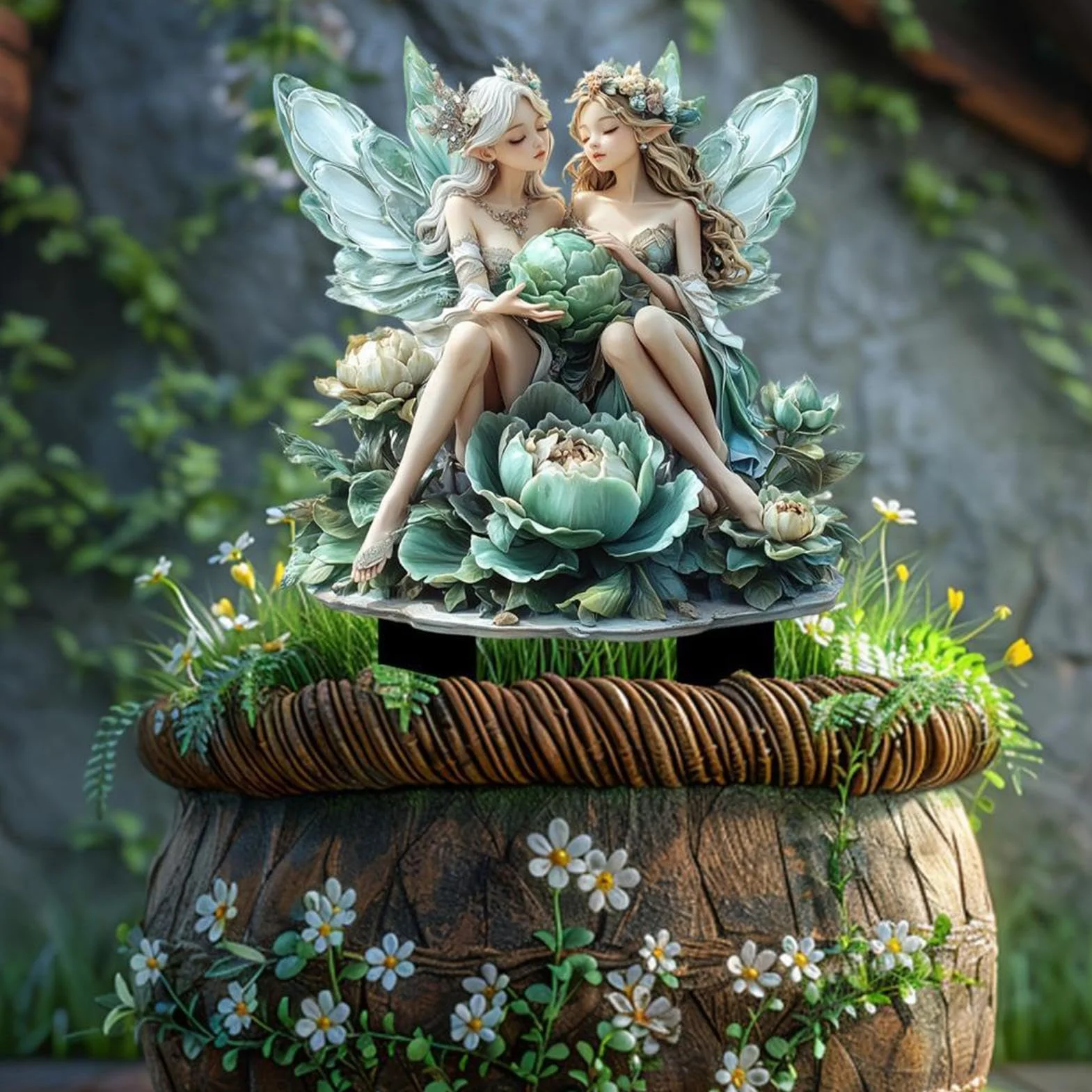 Ornamento da giardino in resina a forma di fatina, statuetta da giardino delle fate, in resina resistente alle intemperie e disegni stravaganti per decorazione esterna, ideale per