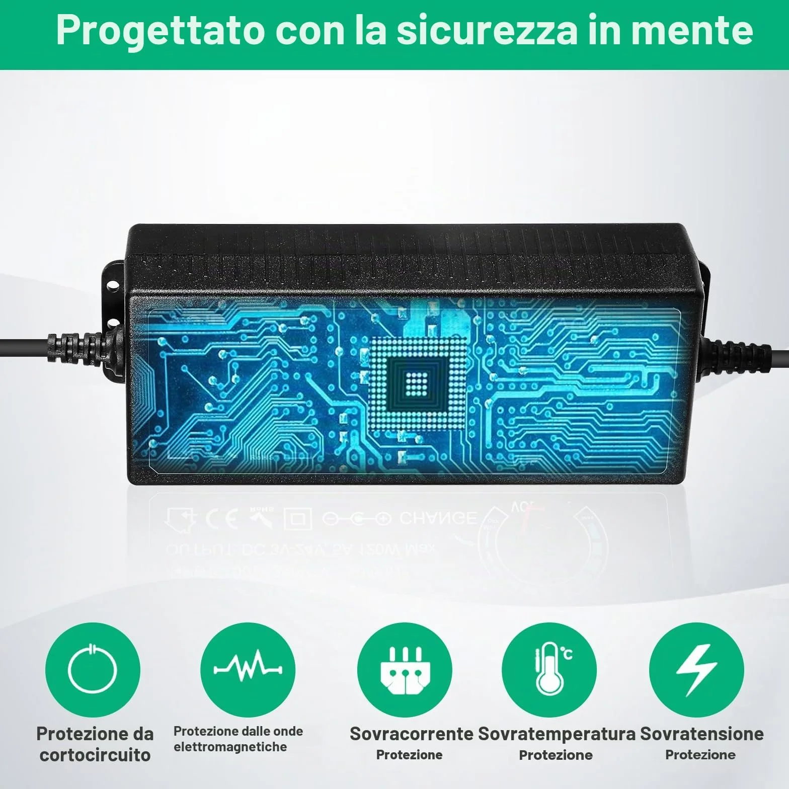 Alimentatore Universale 120W Regolabile 3V 5V 6V 12V 24V DC con USB 14 Connettori Spina Europea AC100-240V