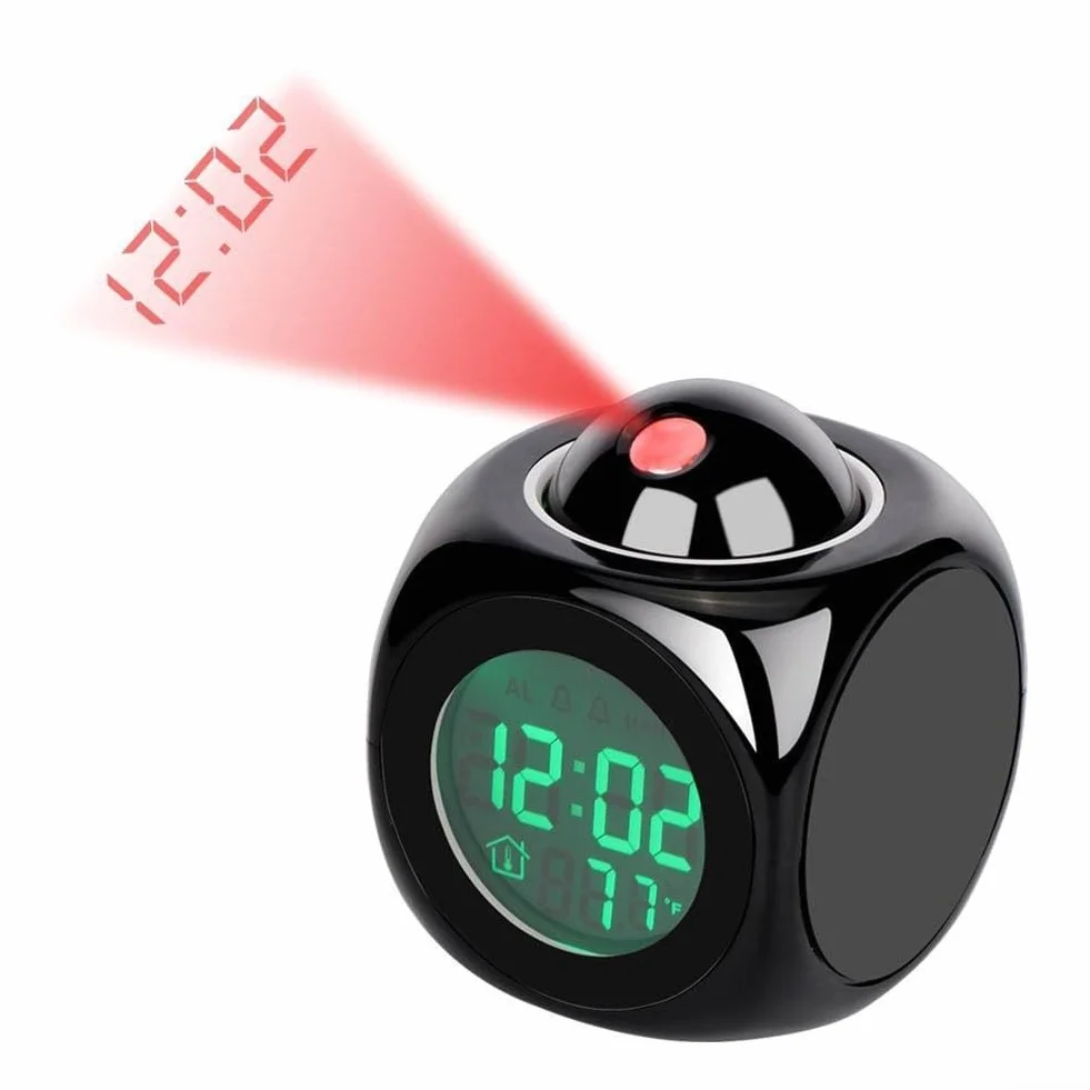 Proiettore Sveglia Bambini Display LCD Retroilluminato Annuncio Vocale Luce Notturna Snooze