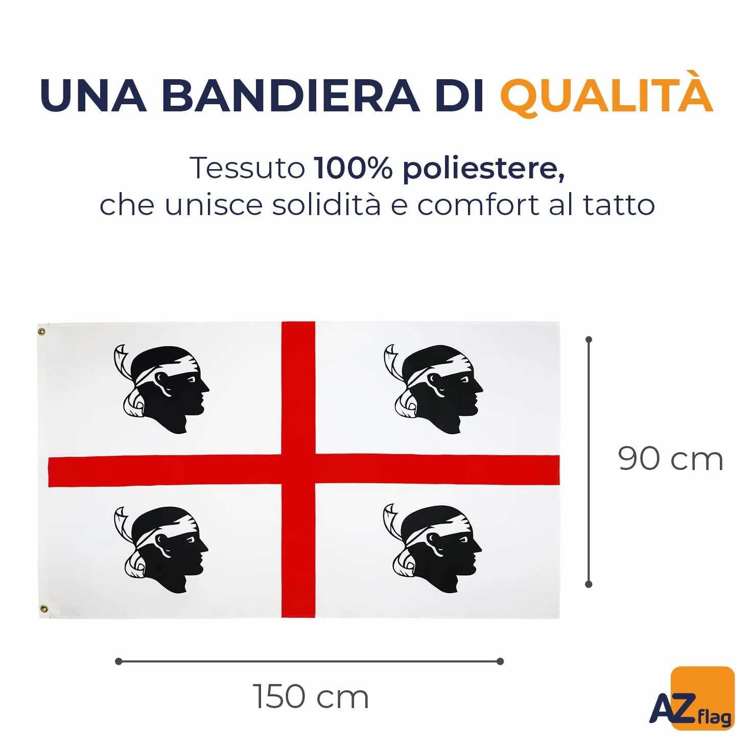 AZ FLAG Bandiera Sardegna 150x90cm - Gran Bandiera Sarda Italia Poliestere Leggero