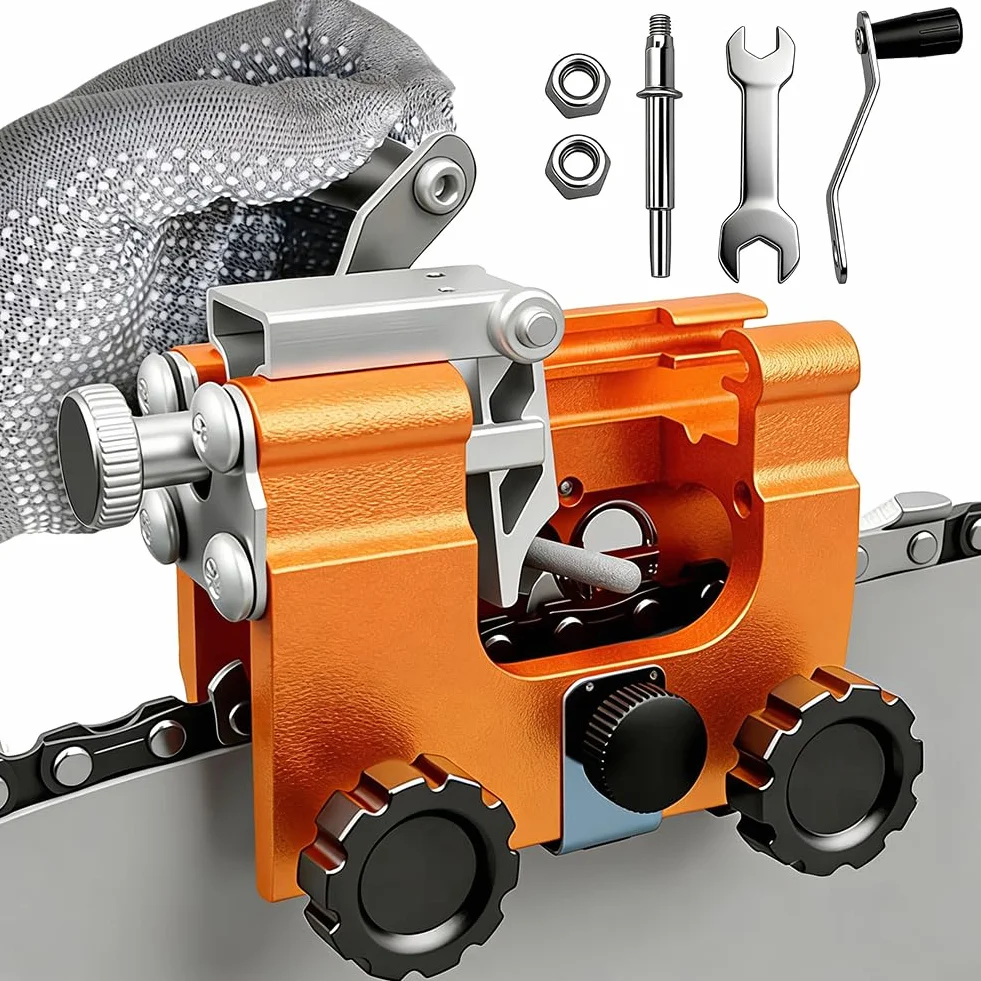 ProfiSaw Chain Sharpener - Kit per affilacoltelli a mano portatile Chainsaw Sharpener Chain Sharpener The Precise Universal Sharpener for All Chainsaws | Razor Sharp in Minutes| Arancione