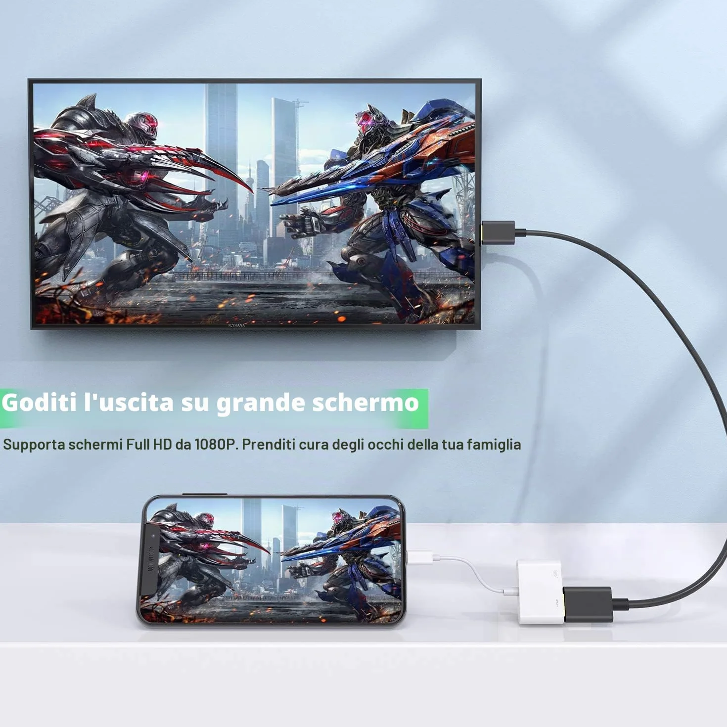 Apple Adattatore da Lightning a HDMI, Convertitore Audio Video Digitale AV MFi 1080P per iPhone iPad iPod a TV