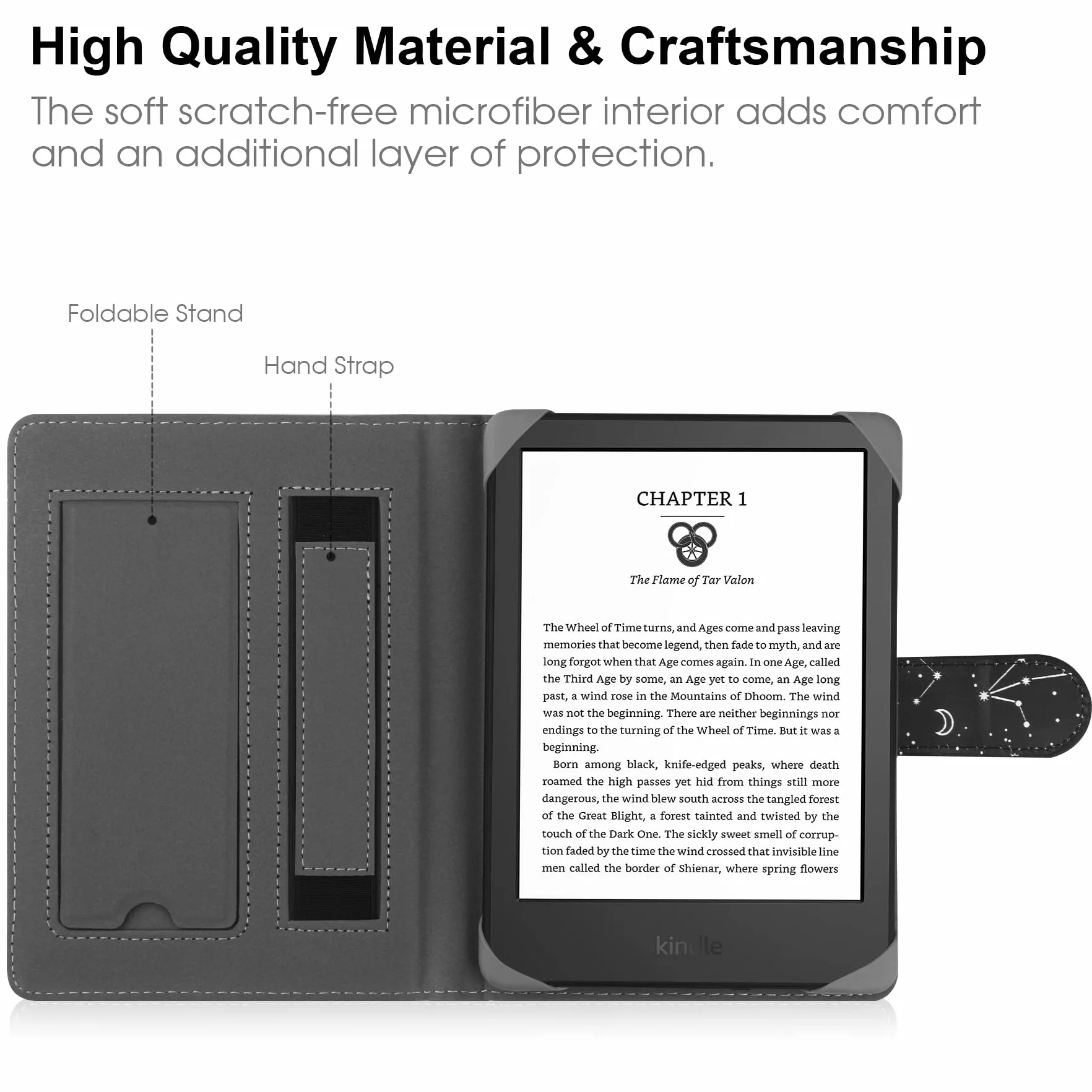 Custodia Universale 6-6.8'' Kobo PocketBook Tolino Sony E-Book Reader Kindle Paperwhite 2022 Kobo Clara HD Stand Cover costellazione