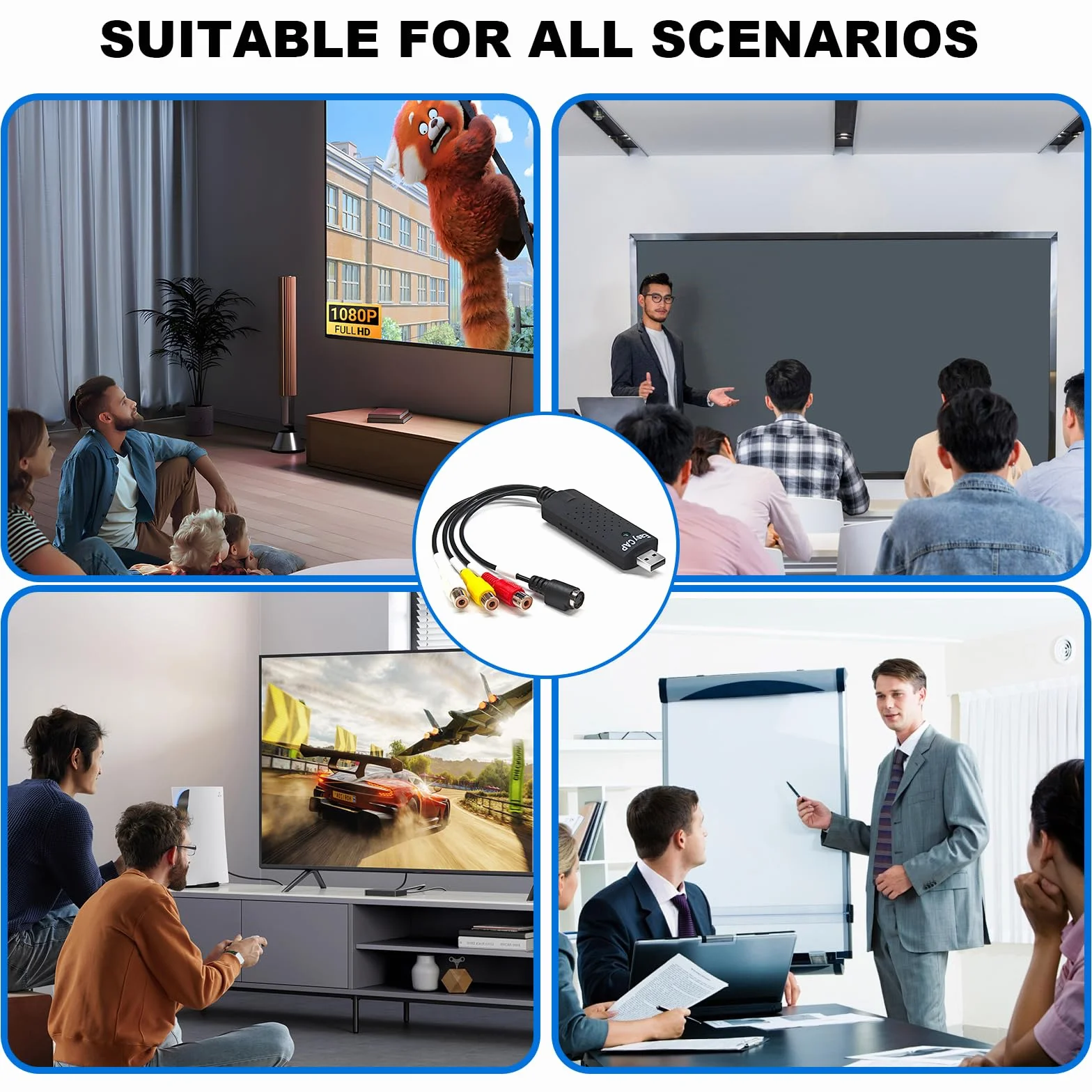 Convertitore da VHS a Digitale USB per Acquisizione Video Audio Compatibile Windows 11/10/8 macOS Digitalizza VCR DVD Hi8 MP4 AVI