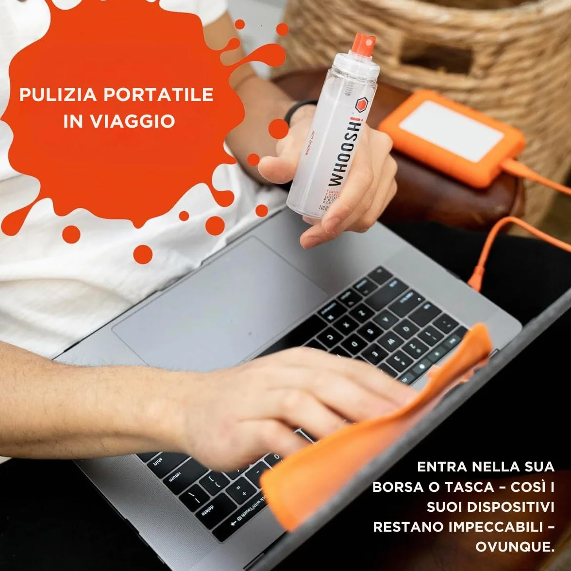 WHOOSH! Screen Shine Duo Kit 8ml+100ml Spray Pulizia Schermo per Laptop, Occhiali, MacBook