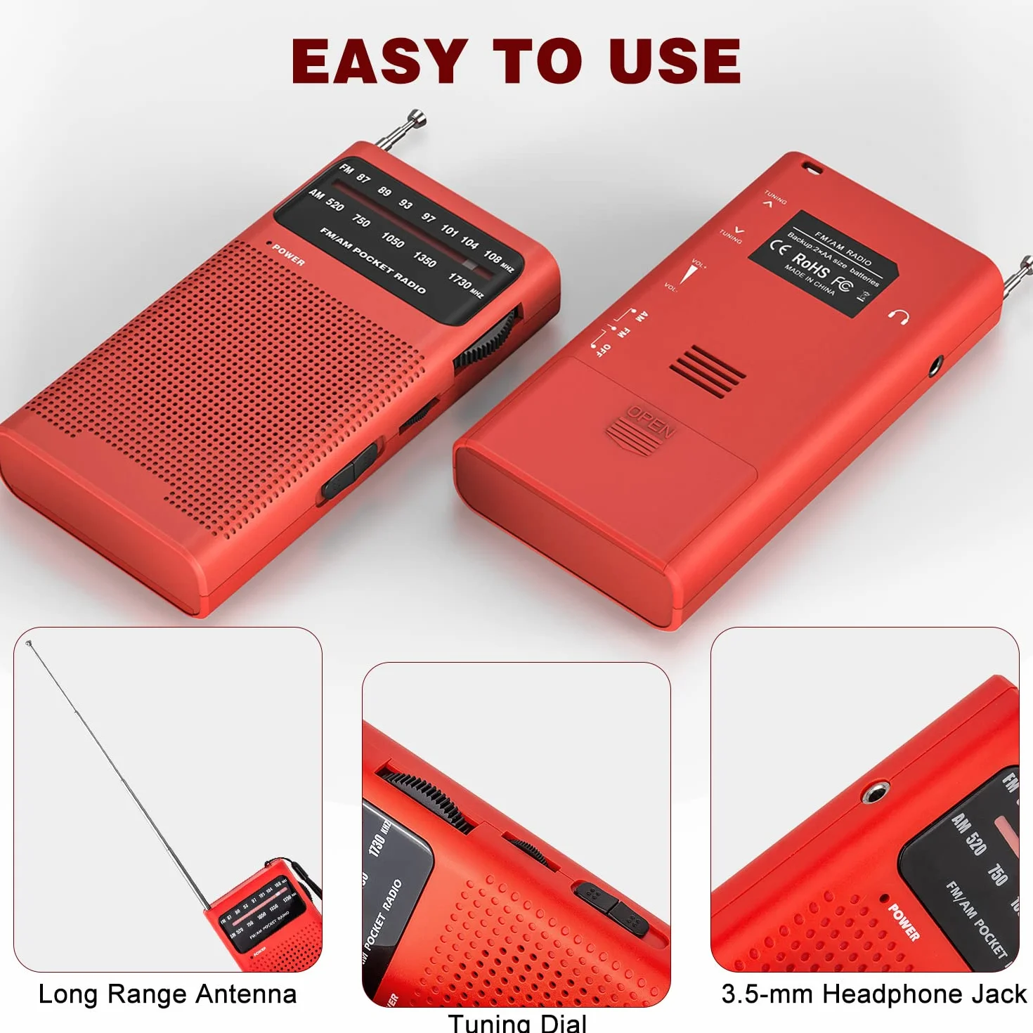 Tendak Radio Portatile FM/AM con Eccellente Ricezione e Jack per Cuffie