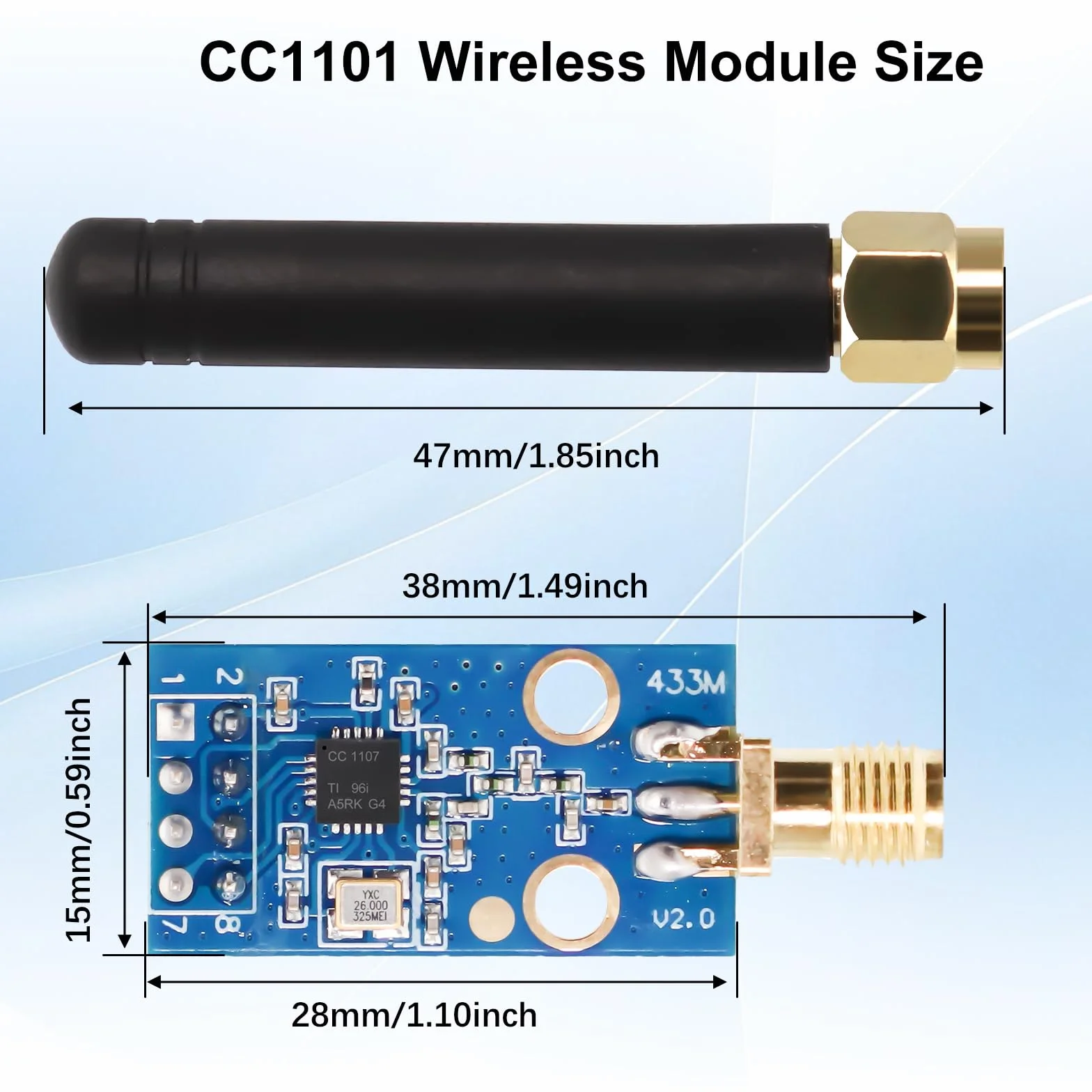 CC1101 Modulo Wireless 433MHz con Connettore Antenna SMA 1.9-3.6V DC per Arduino 3PCS