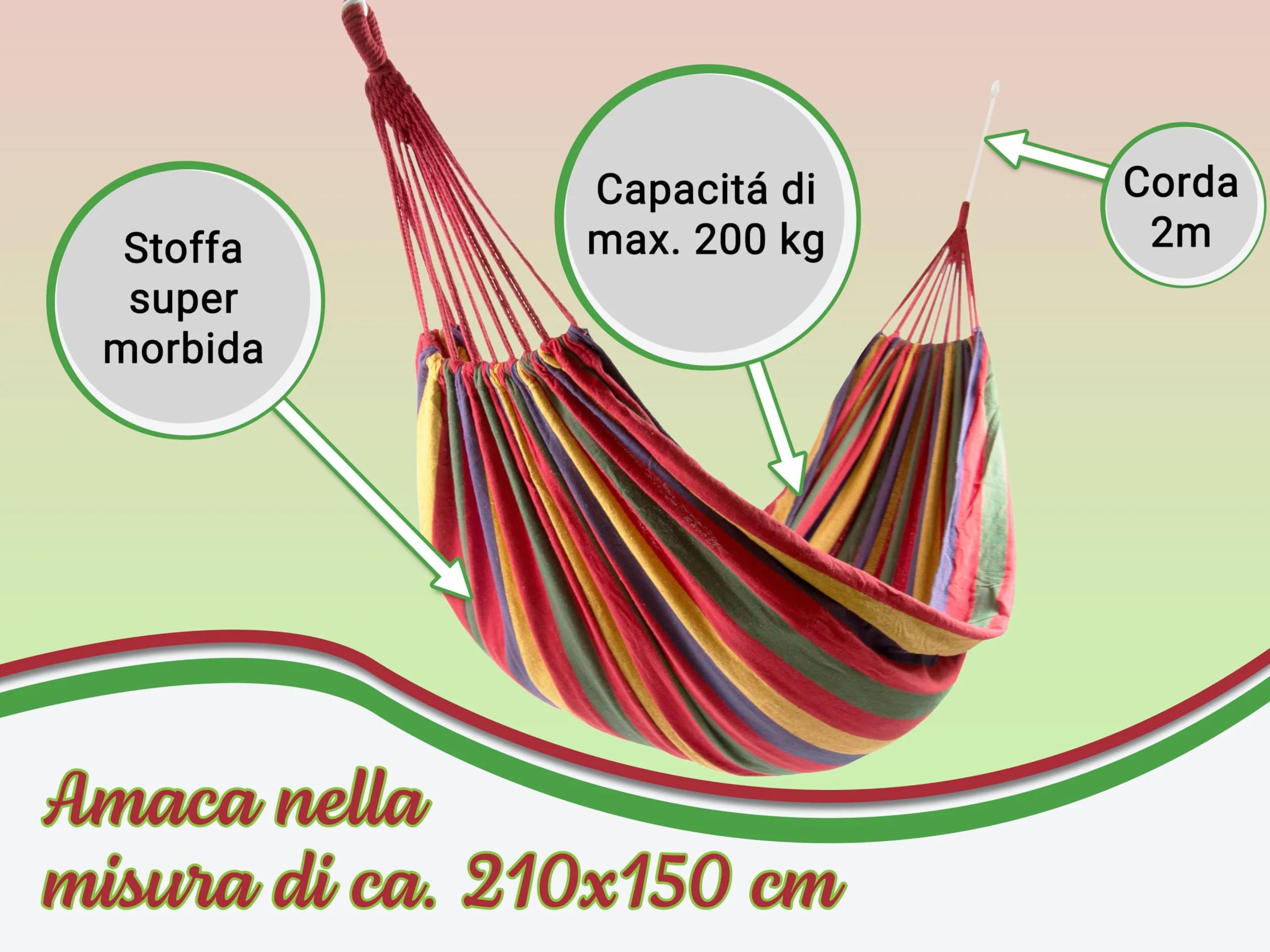 ZOLLNER Amaca da Giardino 210x150 cm, Ultra Leggera, Traspirante, Asciugatura Rapida, Tasca Trasportabile, Rossa