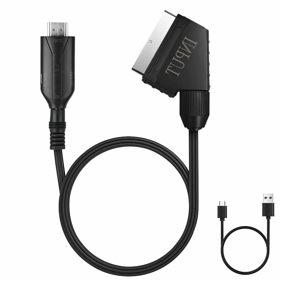 AXFEE Convertitore da Scart a HDMI con Cavi, Full HD 720P/1080P, Per HDTV