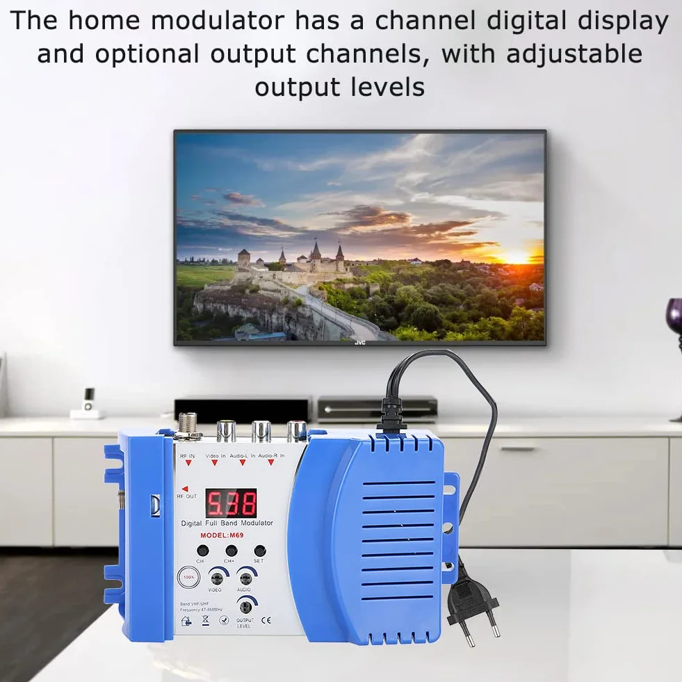 Modulatore RF AV Digitale da AV a RF Supporto VHF/UHF per Ricevitori Satellitari