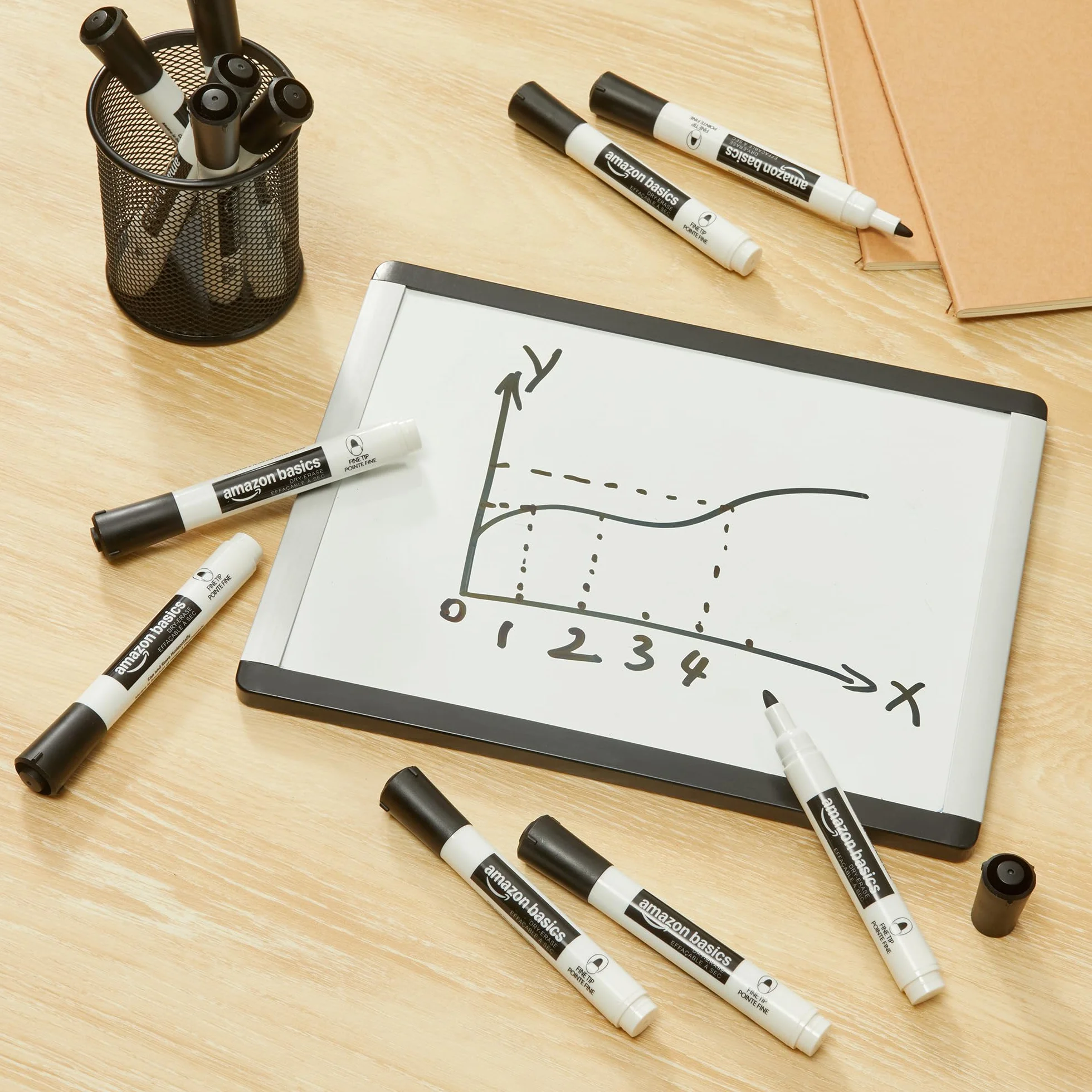 Amazon Basics Low-Odor Dry Erase Whiteboard Markers, Fine Tip, Black, 36 Count