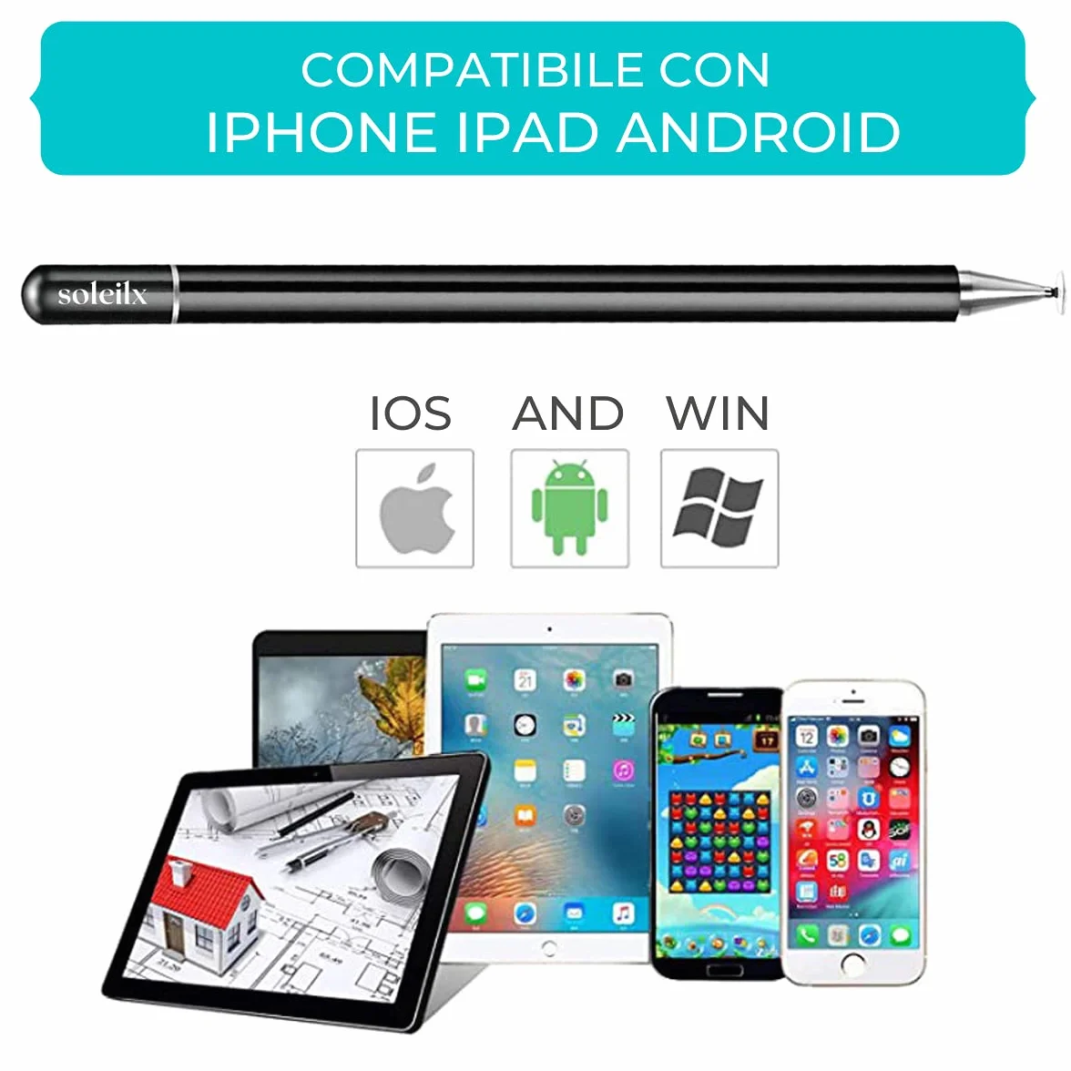 Penna per Tablet Universale Touch Screen Compatibile con Apple Pencil iPhone iPad Android
