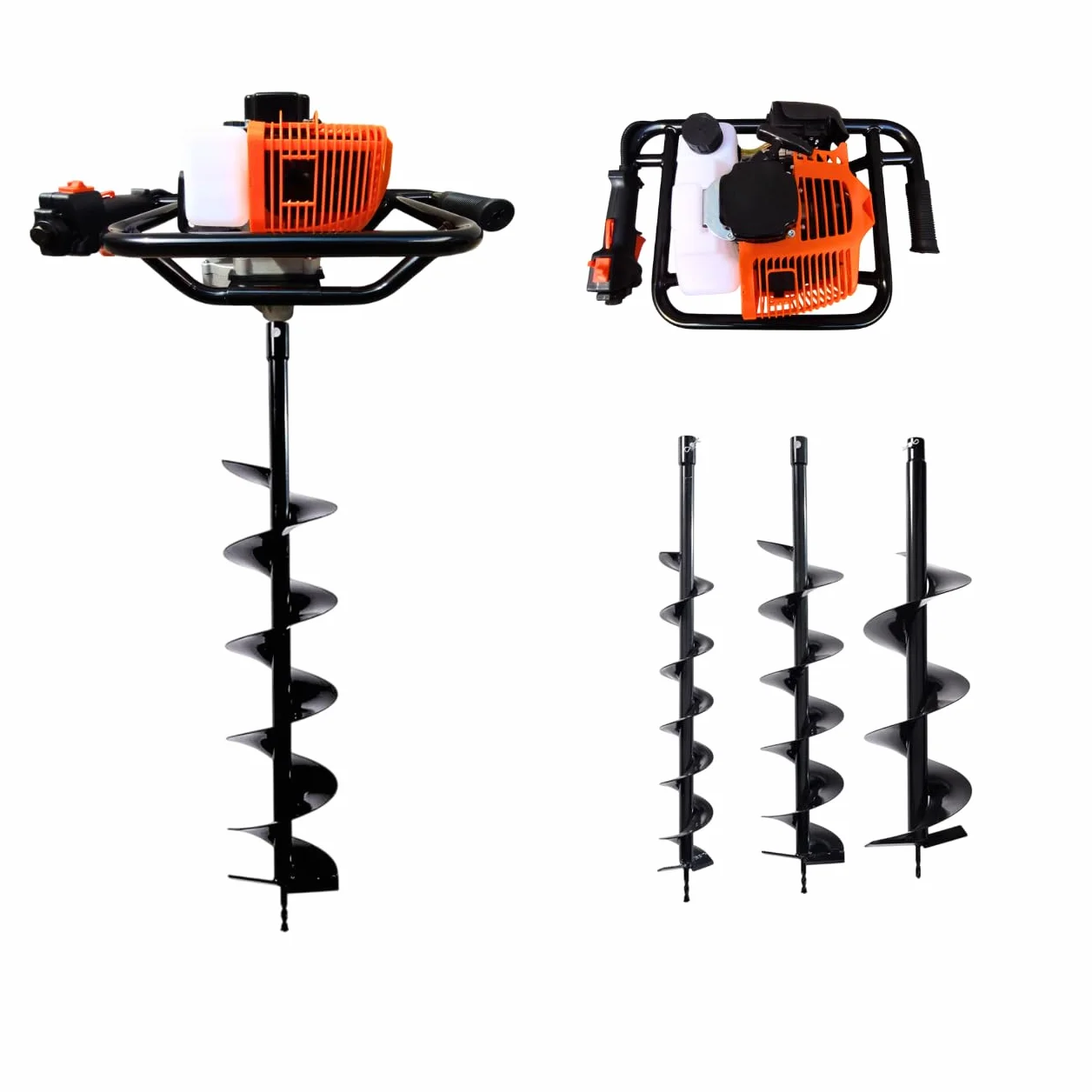 Trivella a Scoppio Mototrivella Professionale 52cc - Con 3 Punte da 100, 150, 200mm - Ideale per Pali da Recinzione, Giardinaggio, Bricolage e Costruzioni