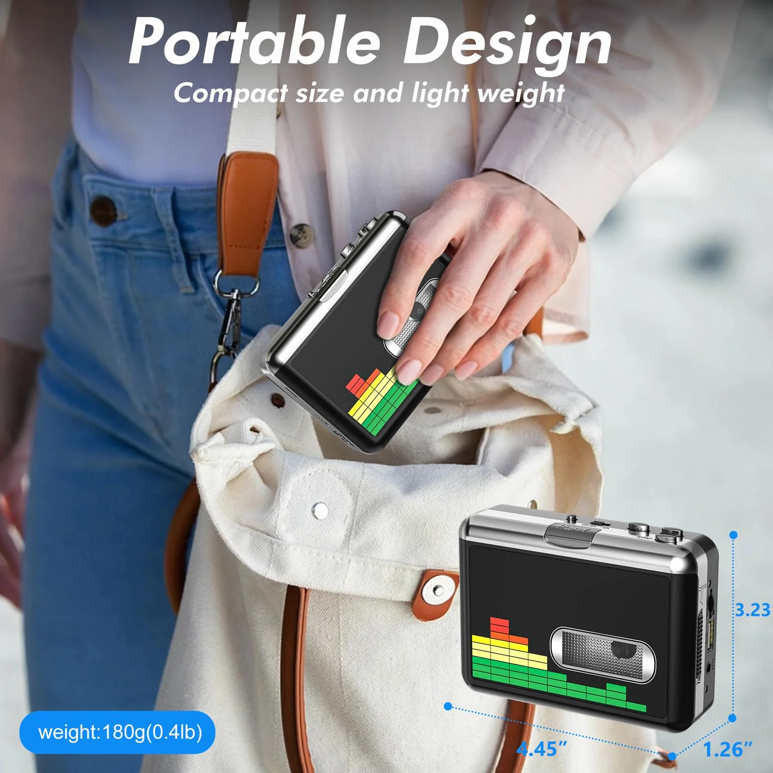 Lettore cassette USB convertitore MP3 portatile con cuffie