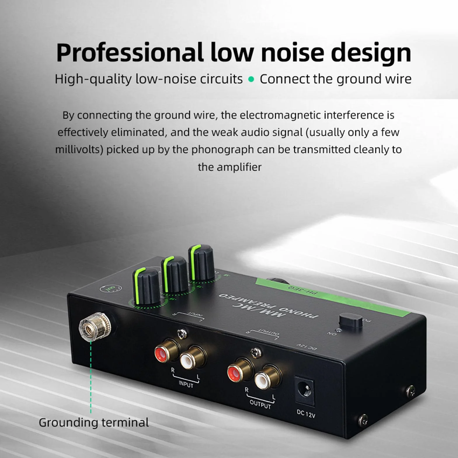 Preamplificatore Phono MM MC Professionale con Ingresso XLR 5 Pin Equalizzazione Regolabile
