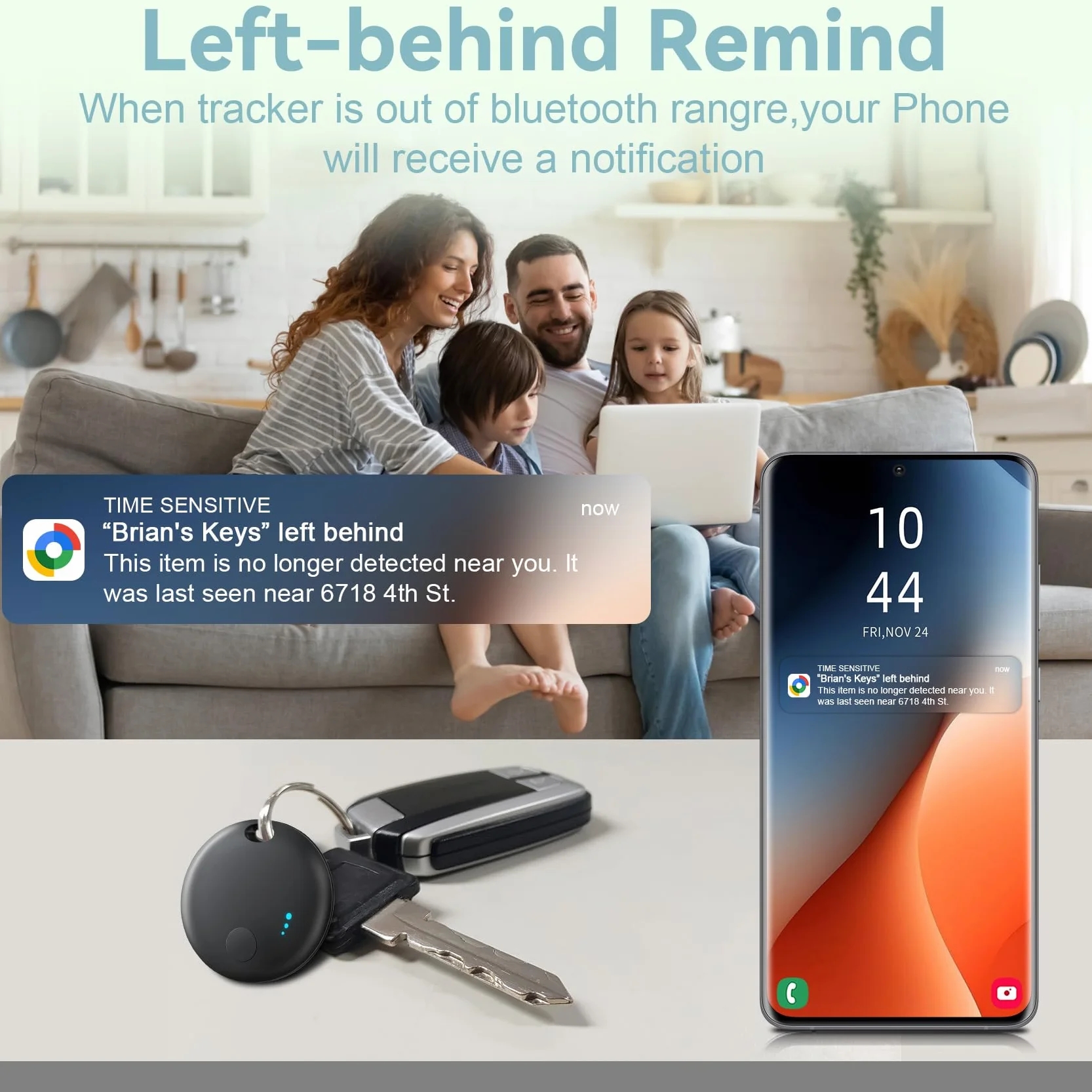 Air Tracker Android 4 PCS Smart Tracker Tag GPS Localizzatore Chiavi Bluetooth Tracker Portafogli Zaini Animale Nero
