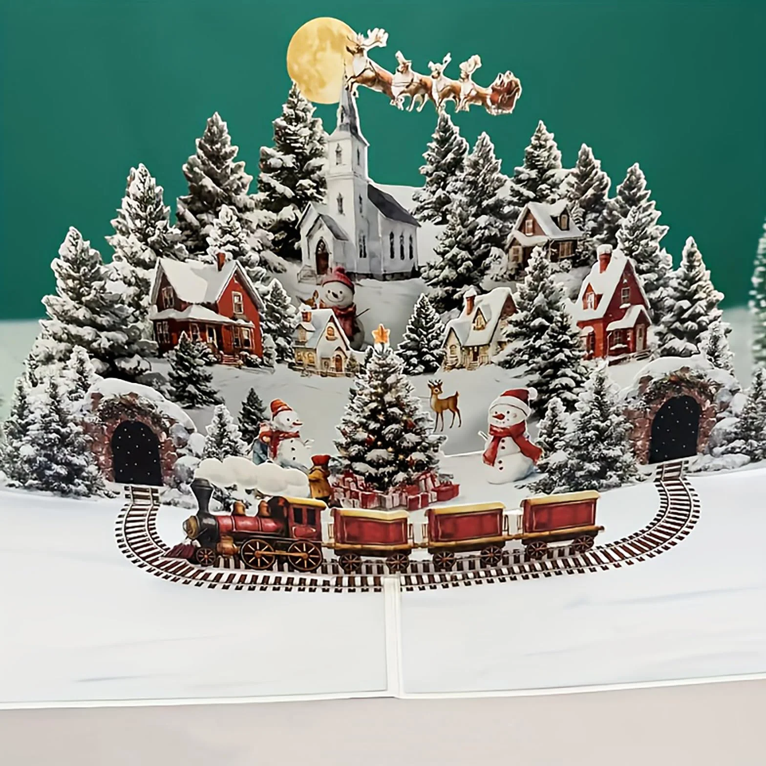 3D Biglietto di Natale Pop Up Babbo Natale con Busta, renne e albero di Natale, biglietti pieghevoli per amici e familiari