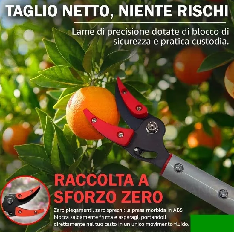 FORBICE DA POTATURA RACCOGLI FRUTTA E ASPARAGI DE LUCA MANICO PROLUNGATO 100 cm