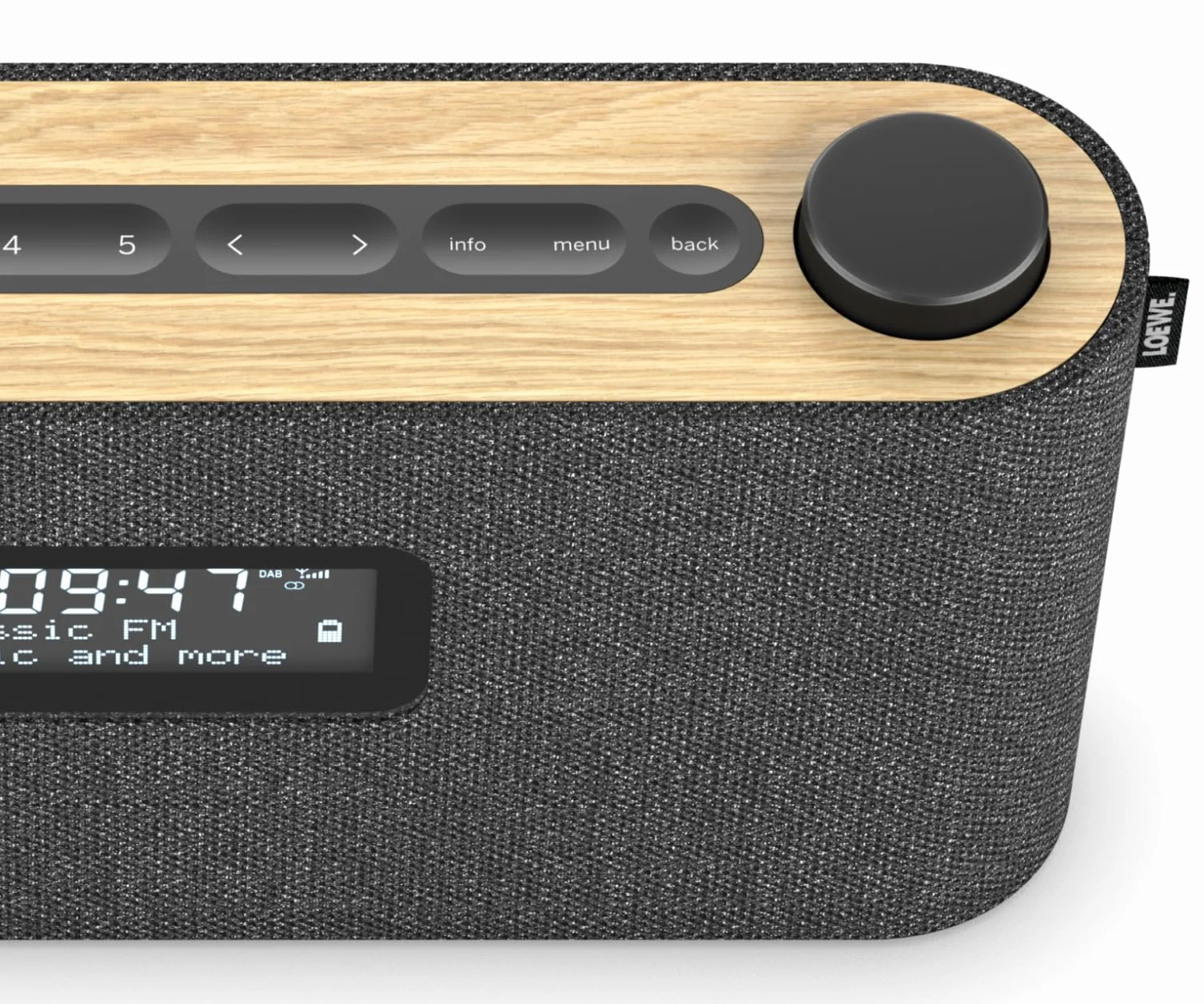 Loewe Radio DAB+ 28 W Display LCD 14 h autonomia Legno Tessuto