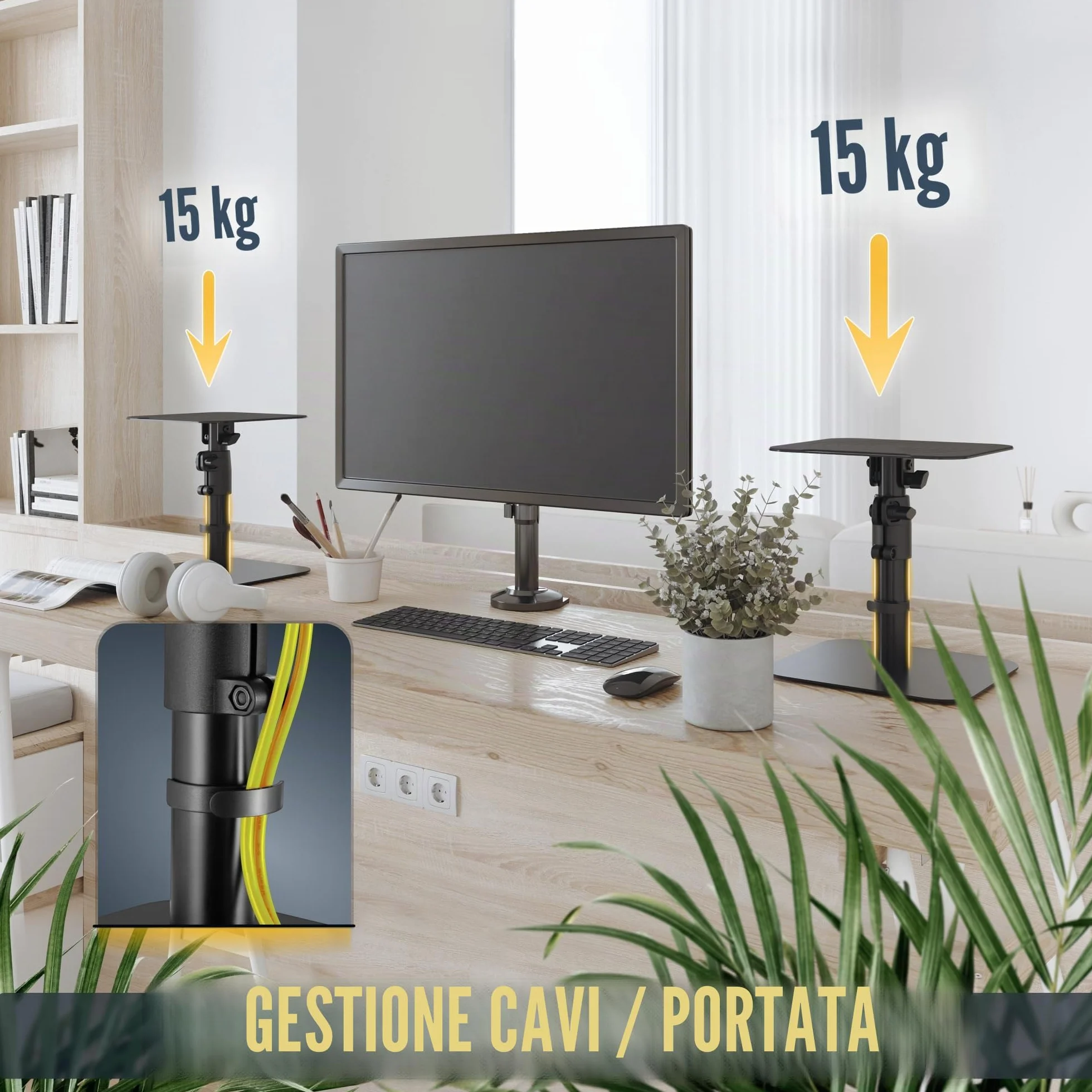 RICOO Supporto per Altoparlanti LH069-T Universale da Terra Set da 2, Nero