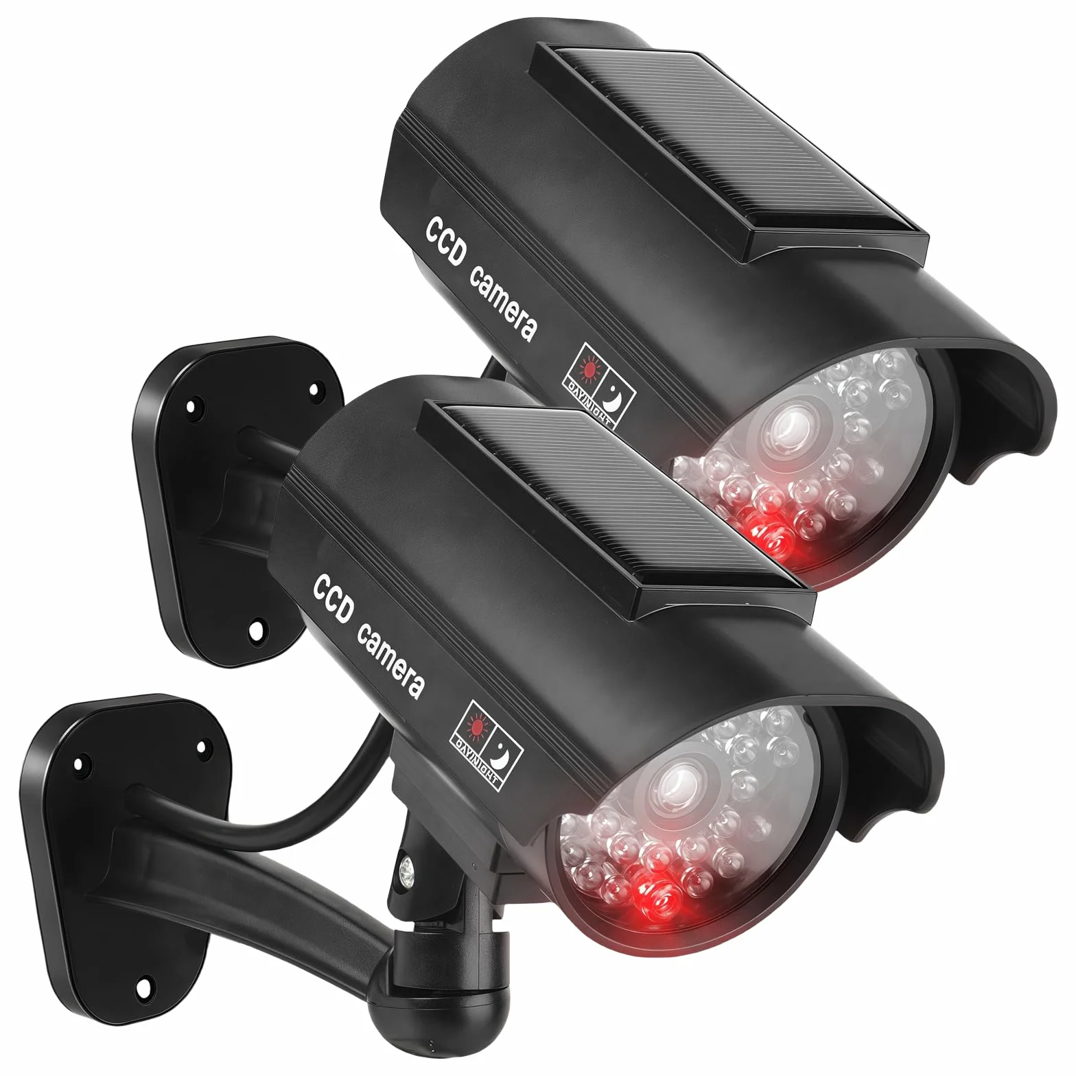 Sporgo telecamera finta per esterni con luce LED rossa lampeggiante, sorveglianza finta solare per interni ed esterni