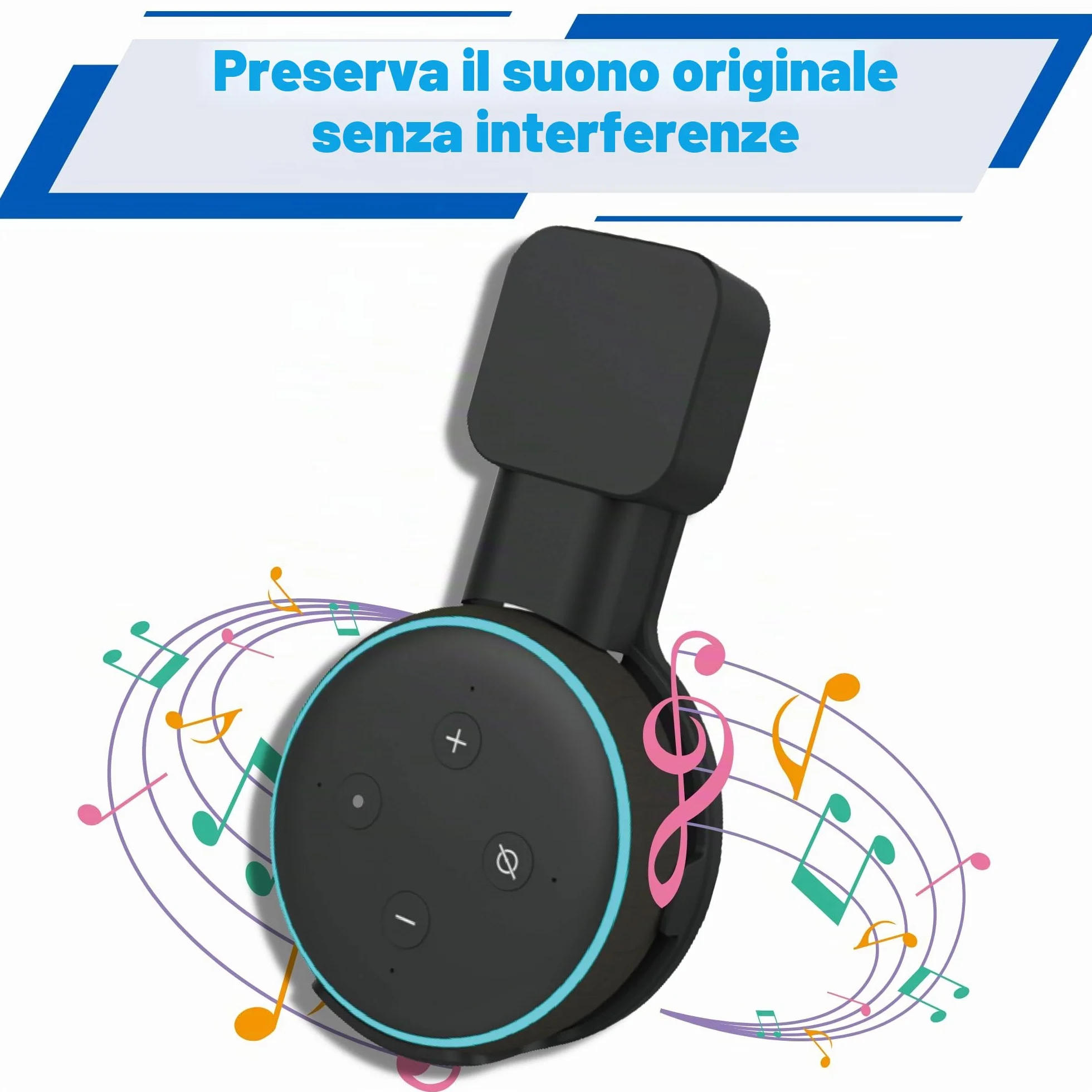 Sintron Supporto da Parete per Dot 3, Google Mini Altoparlante Intelligente, Staffa Salvaspazio, Nero