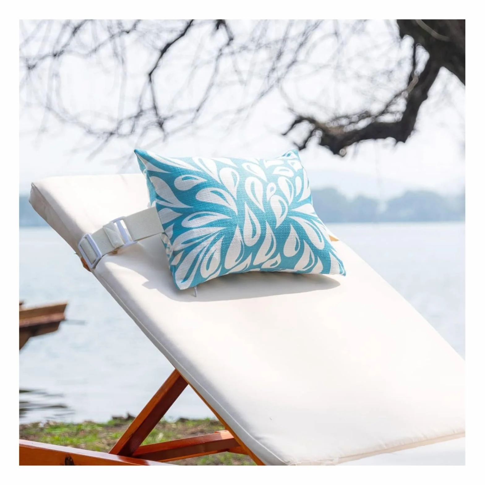 Generico Confezione da 2 Cuscini Poggiatesta per Sdraio IMPERMEABILI con Fascia Antiscivolo - Per Lettino Piscina, Giardino e Chaise Longue (Antimacchia 28x40cm) (G)