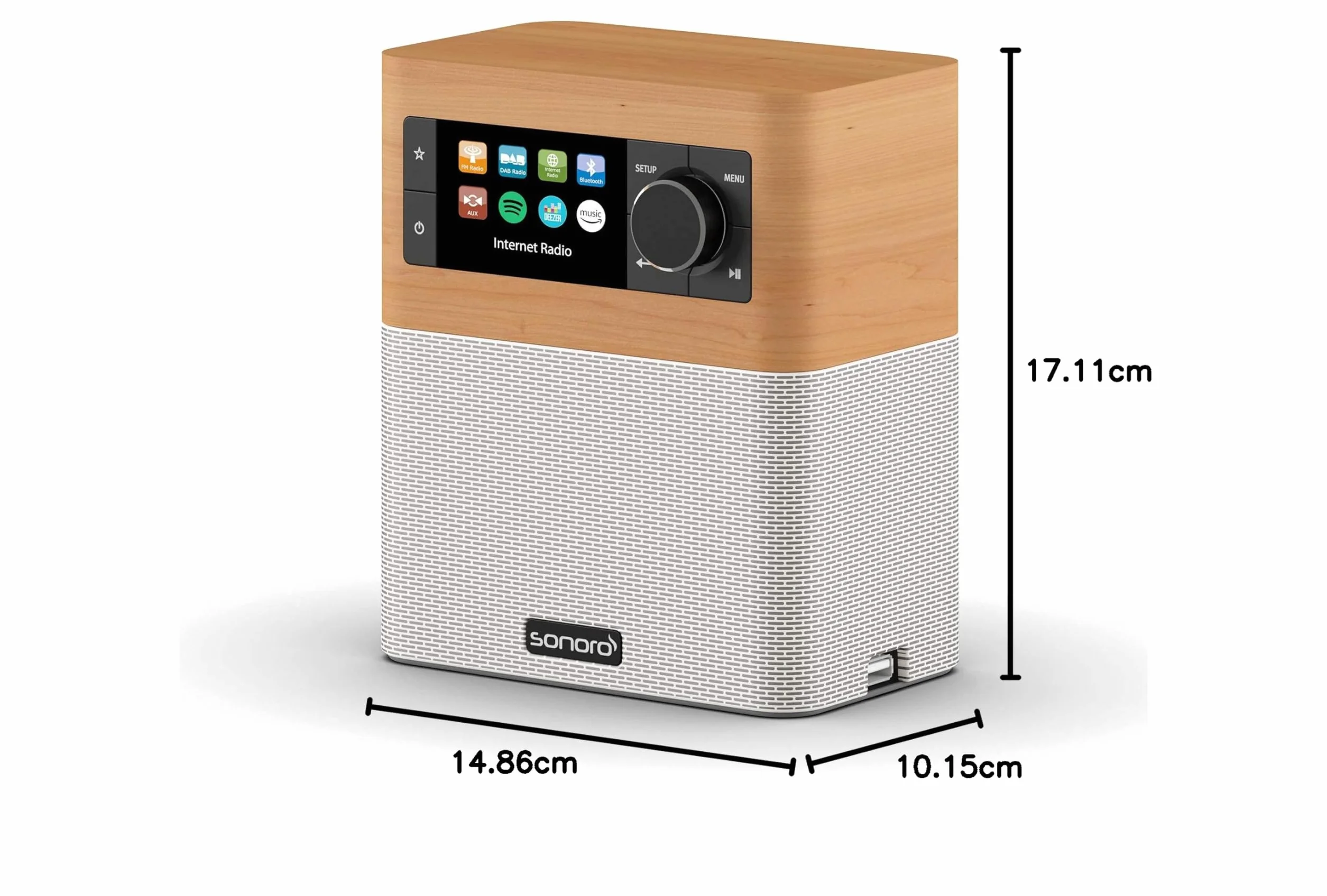 Sonoro Radio Internet Bluetooth DAB+ FM WLAN MP3 Spotify Amazon Deezer resistente agli schizzi acero bianco
