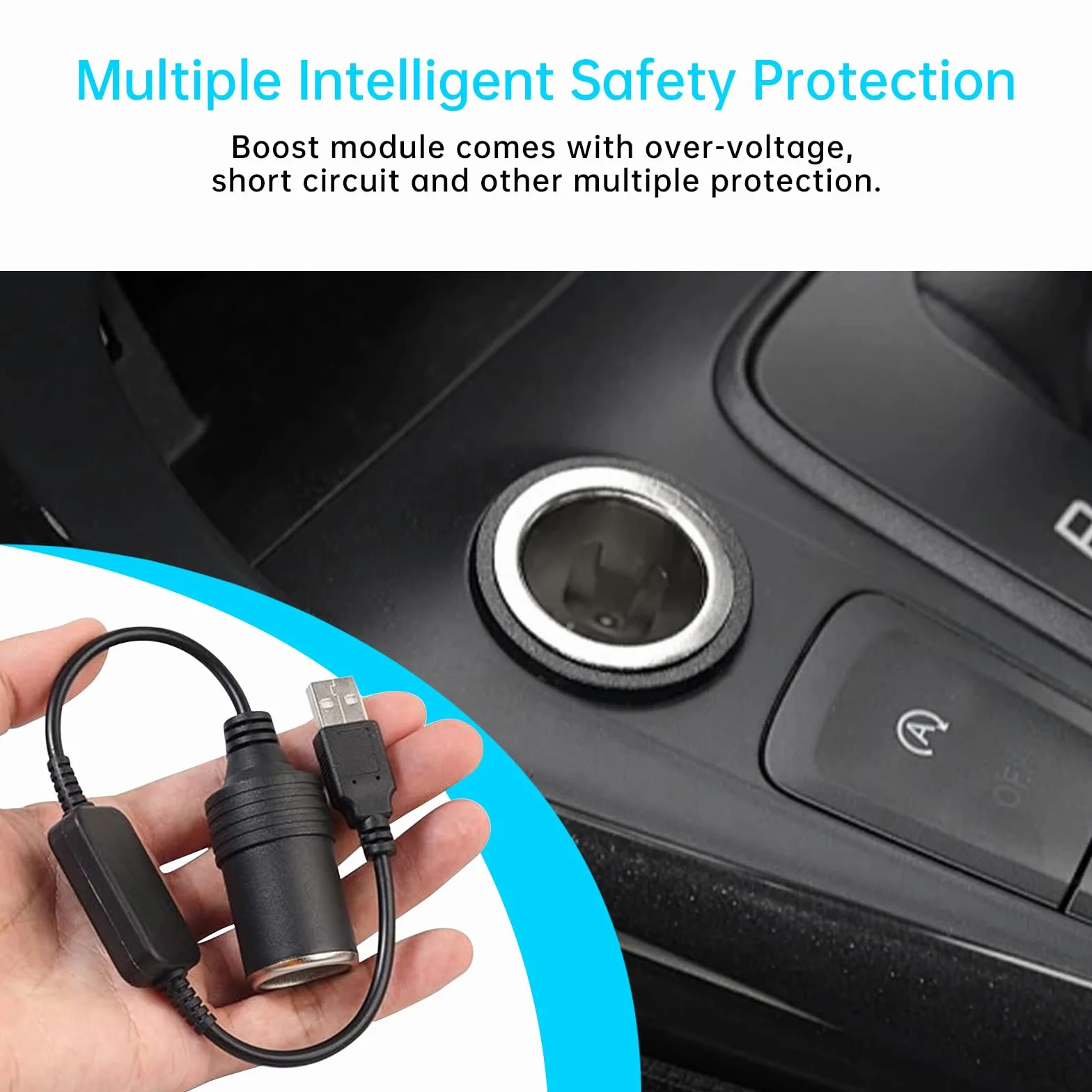 Anei Cavo convertitore da USB A maschio a presa accendisigari femmina 12 V adattatore auto per GPS Dashcam
