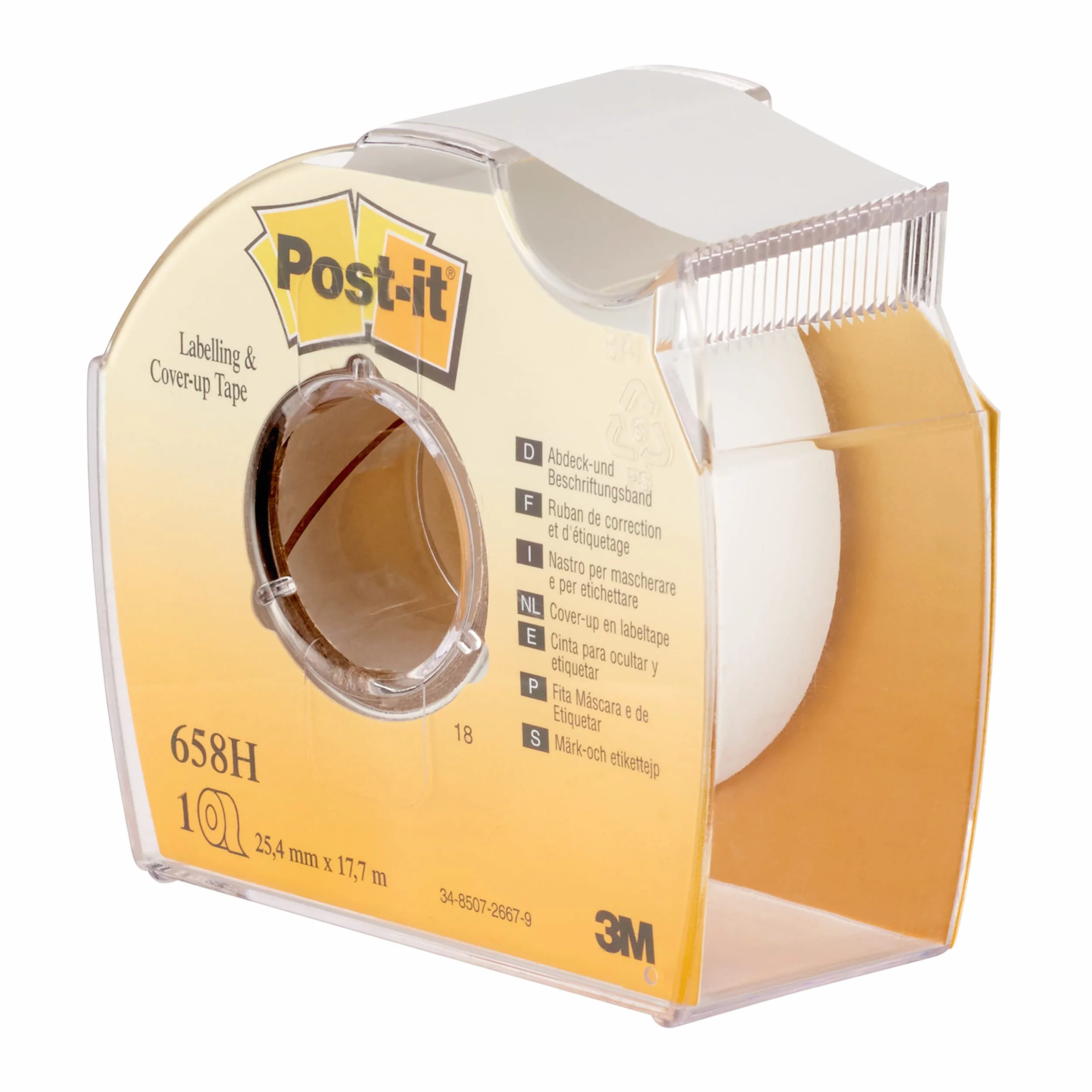Post-it Nastro Adesivo in Carta Scrivibile Bianco Rimovibile Rotolo 25 mm x 17,7 m