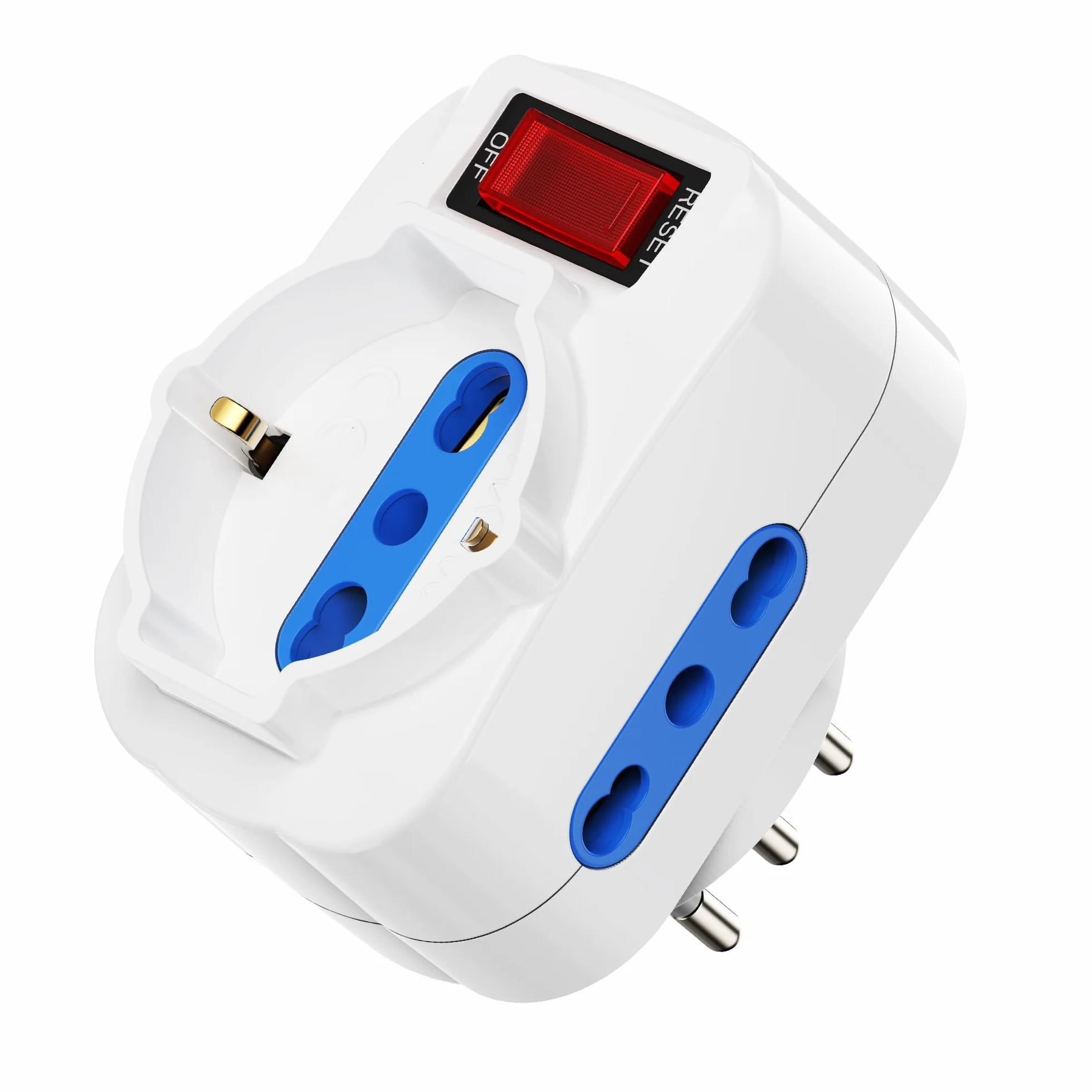 Ewent Adattatore Multipresa Tripla 1500W 10A Spina Rotante 90° Bianco