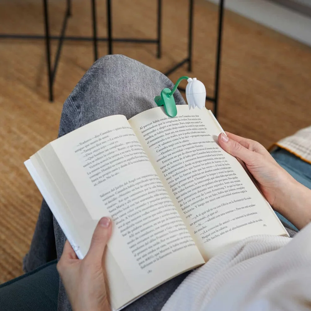 Balvi Lampada Flessibile con Clip a Forma di Tulipano Bianco per Lettura