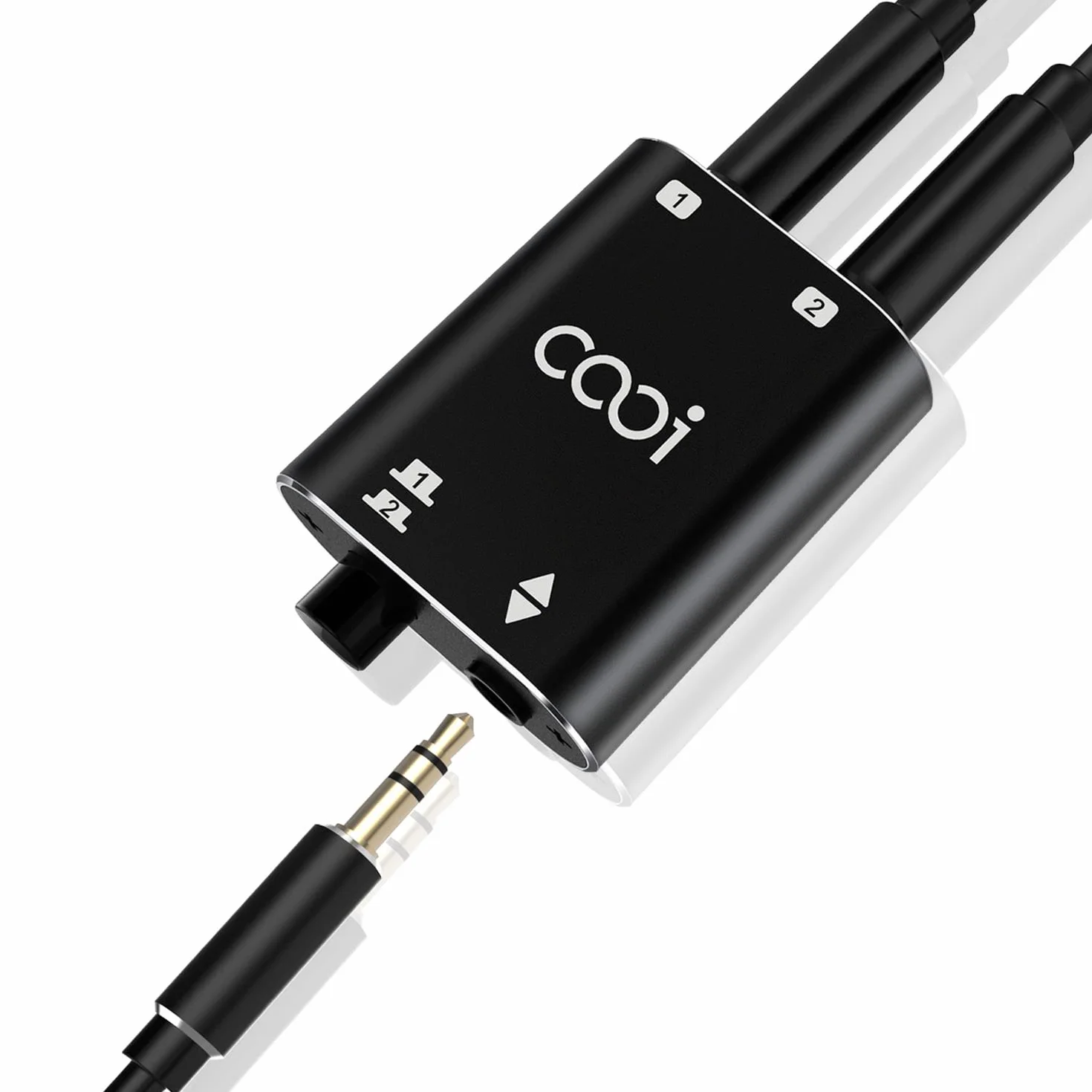 COOIDEA Switch Audio Stereo da 3,5 mm 1 Ingresso 2 Uscite 2 Ingressi 1 Uscita Selettore Altoparlanti AUX 2 Porte per PC Telefono Laptop Cuffia