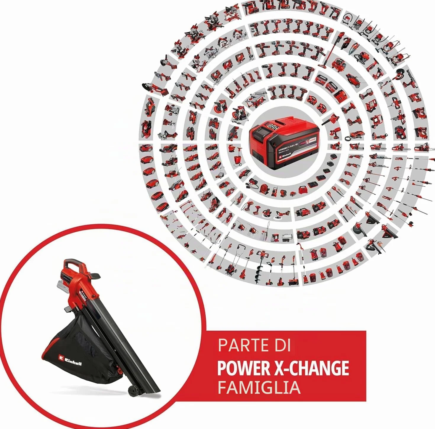 L'aspirafoglie VENTURRO 18/210 Power X-Change (ioni di litio, 18 V, portata di aspirazione di 500 m³/h, sacco di raccolta da 45 l, soffiatura fino a 210 km/ora, batteria e caricabatterie esclusi)