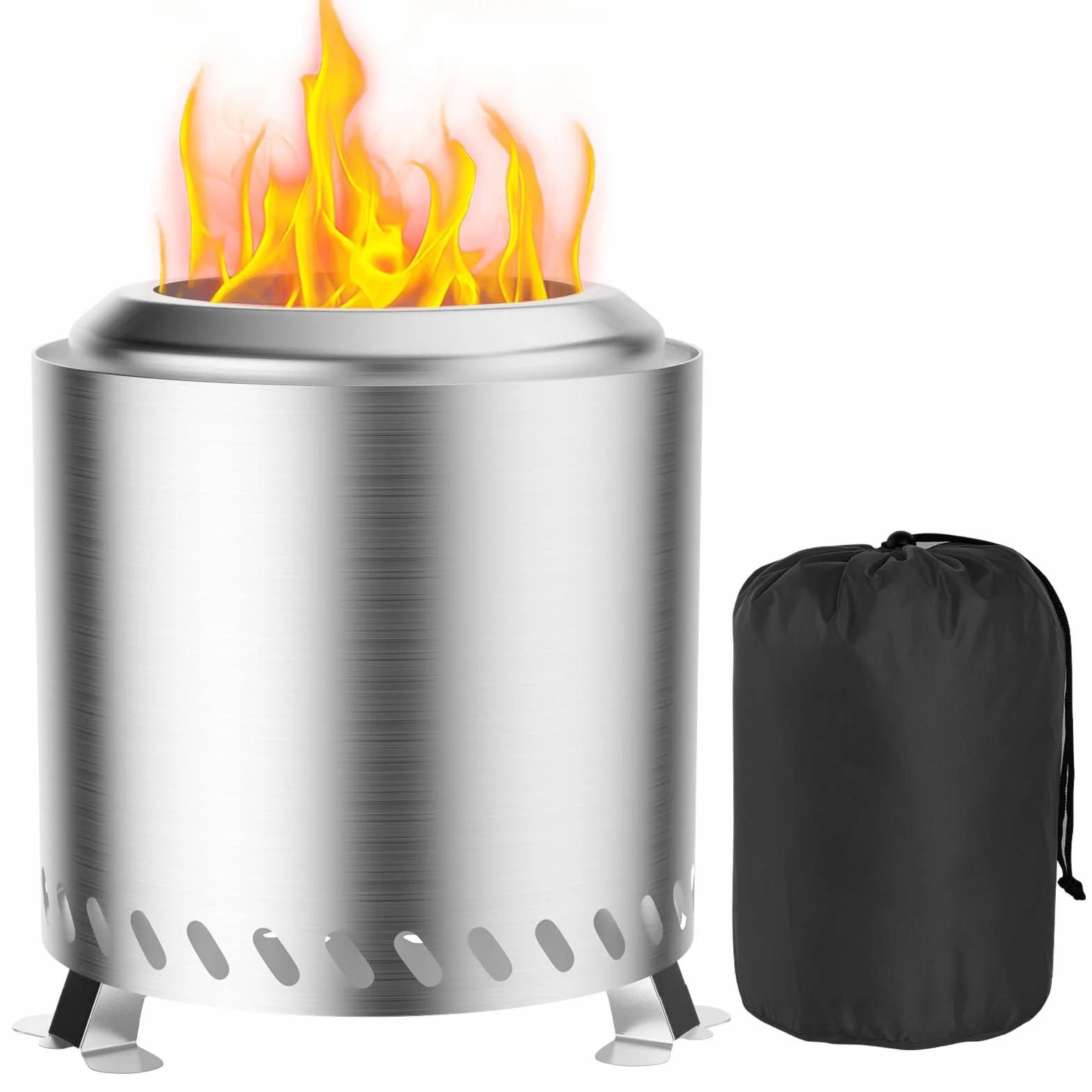 Fillis Braciere per esterni, 22x22x26cm Senza fumo in acciaio inox mini caminetto da tavolo con custodia balcone terrazza e giardino, decorazione ideale per barbecue in legno