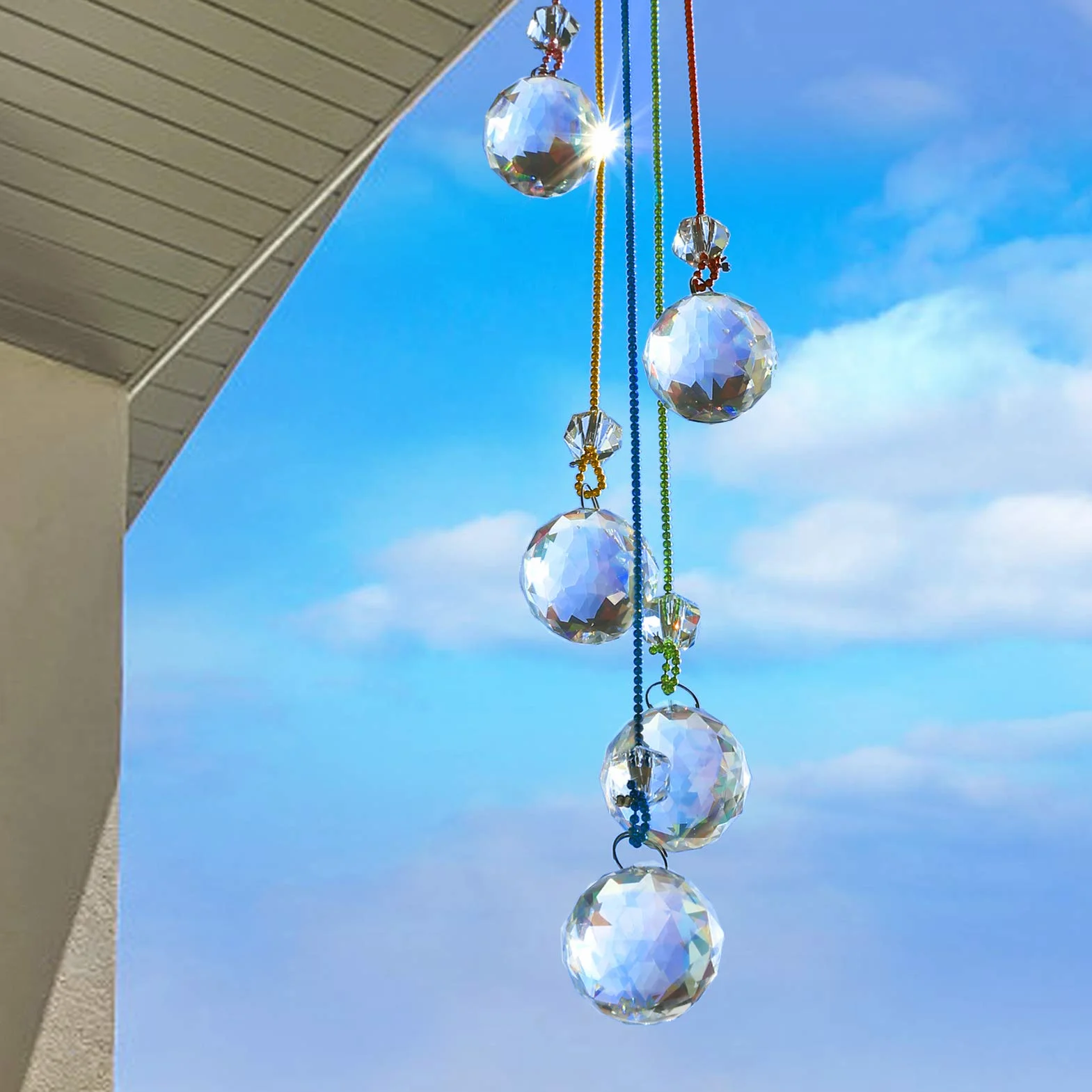 LEMESO Acchiappa-Sole in Cristallo Giardino Finestra all’ Aperto Outdoor Suncatcher Pendente Ciondolo con Prismi Arcobaleno Maker Ornamento Decorazione di Lampadario per Casa Ufficio Appendere