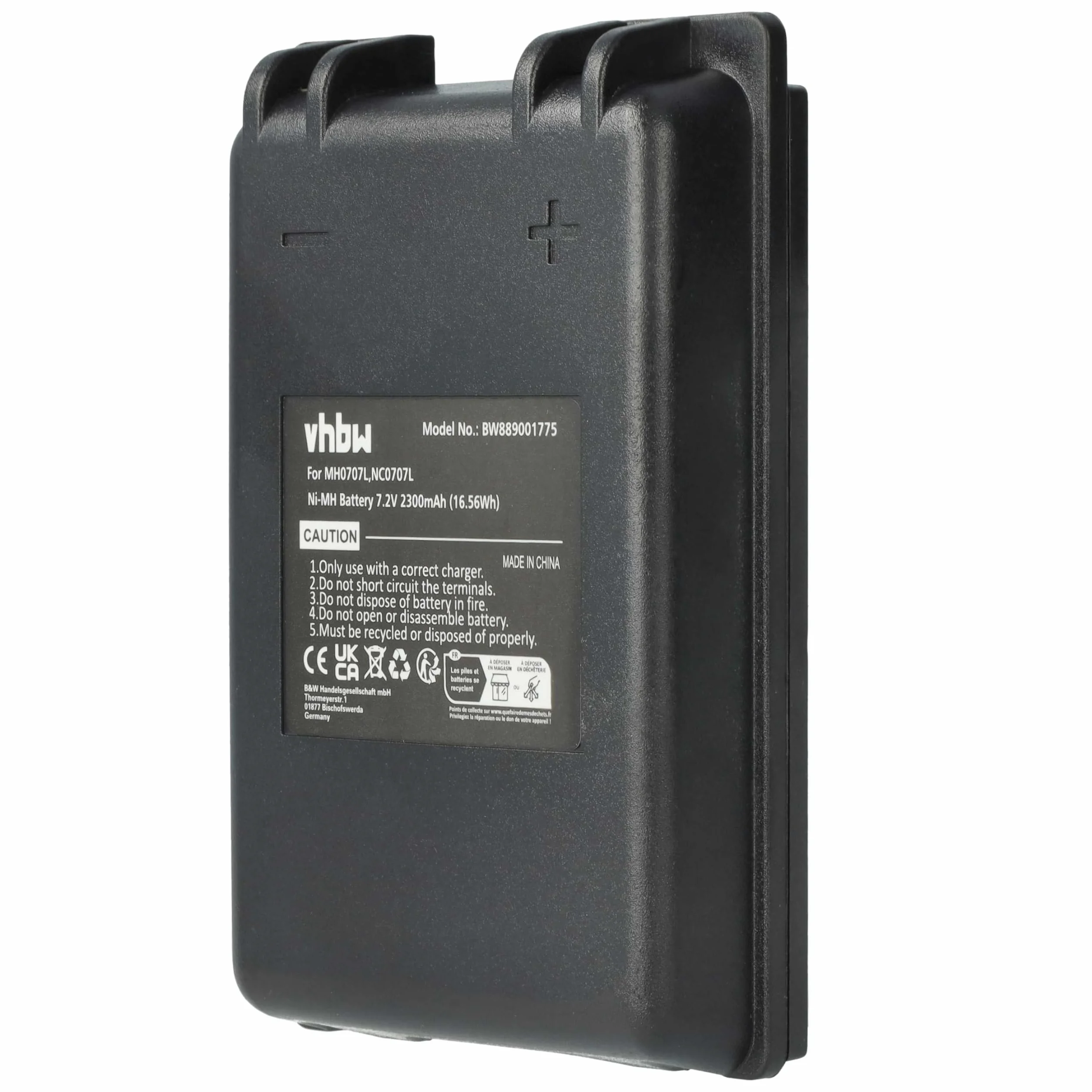 vhbw Batteria Compatibile Autec UTX97 CB71.F FUA10 Radiocomando Industriale Telecomando 2300mAh 7,2V NiMH Nero
